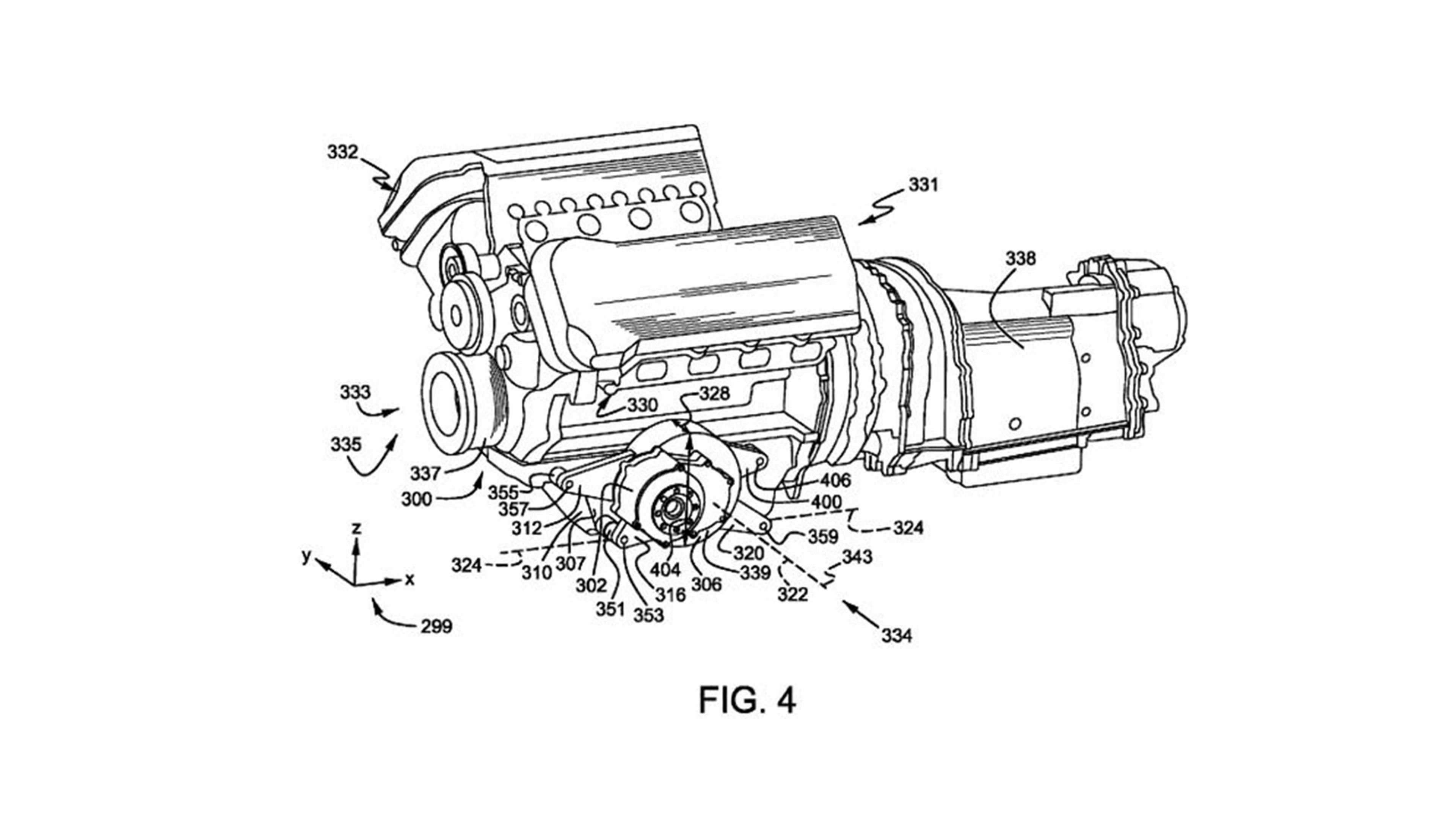 patente Ford motor V8 hibrido