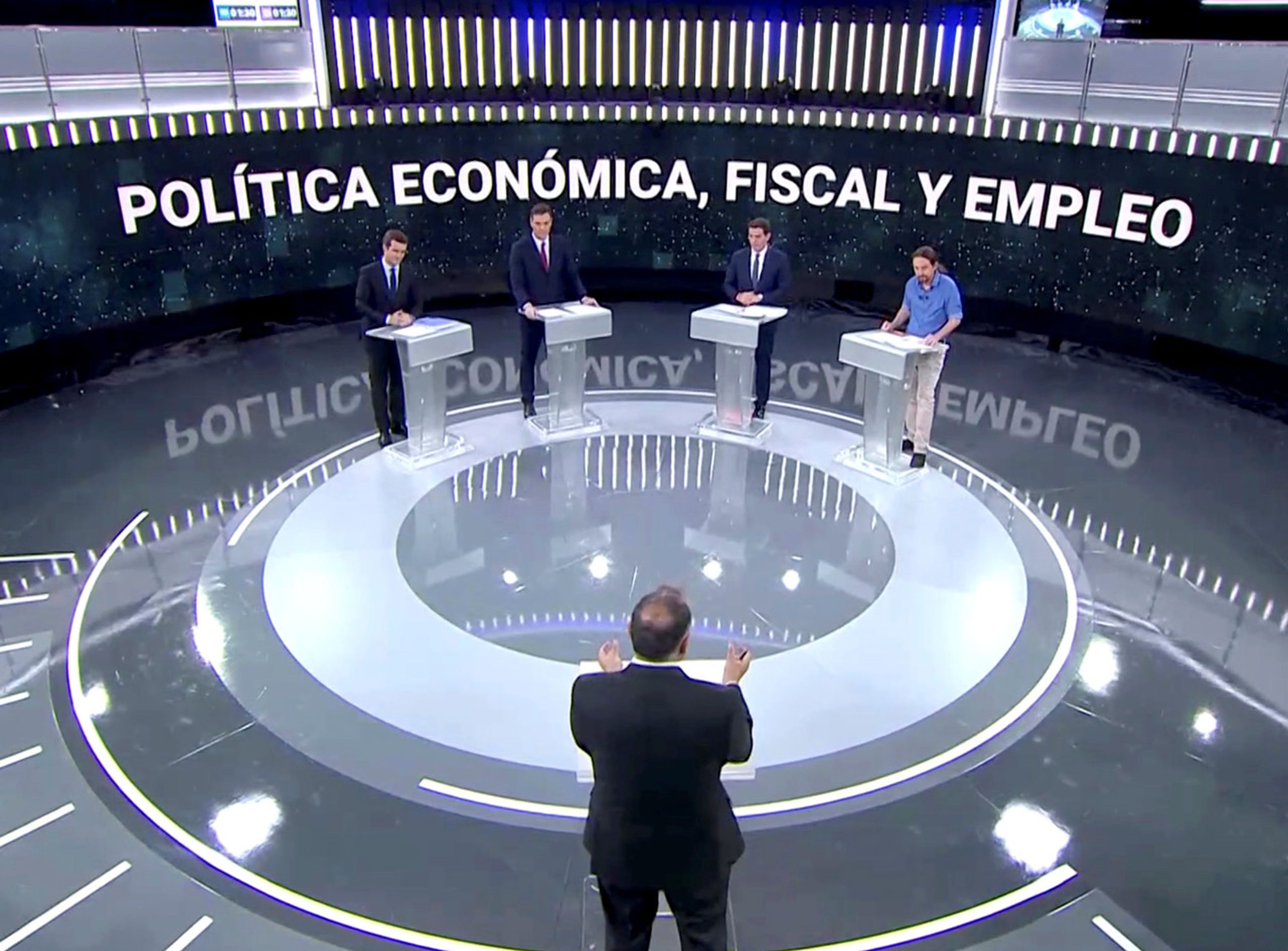 Los candidatos de los cuatro principales partidos en el debate a las Elecciones Generales de 2019.