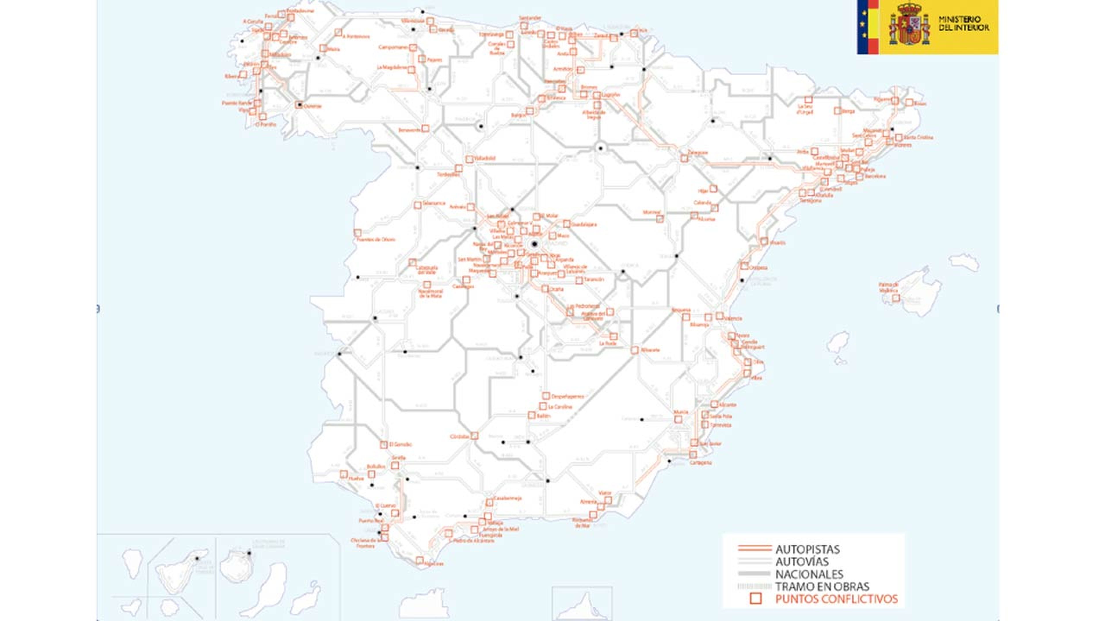 Mapa carreteras con más atascos en Semana Santa