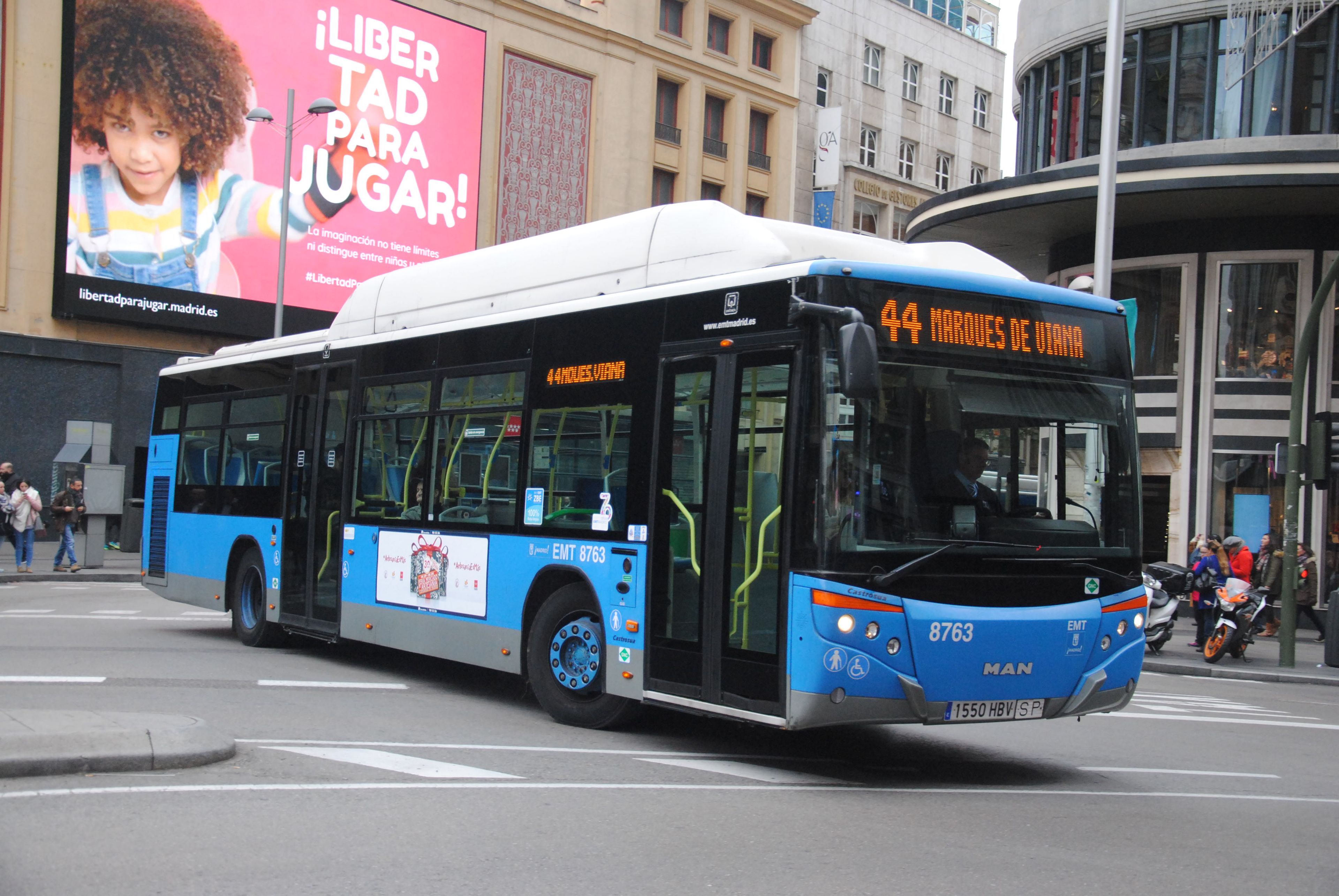 Autobuses en Madrid.