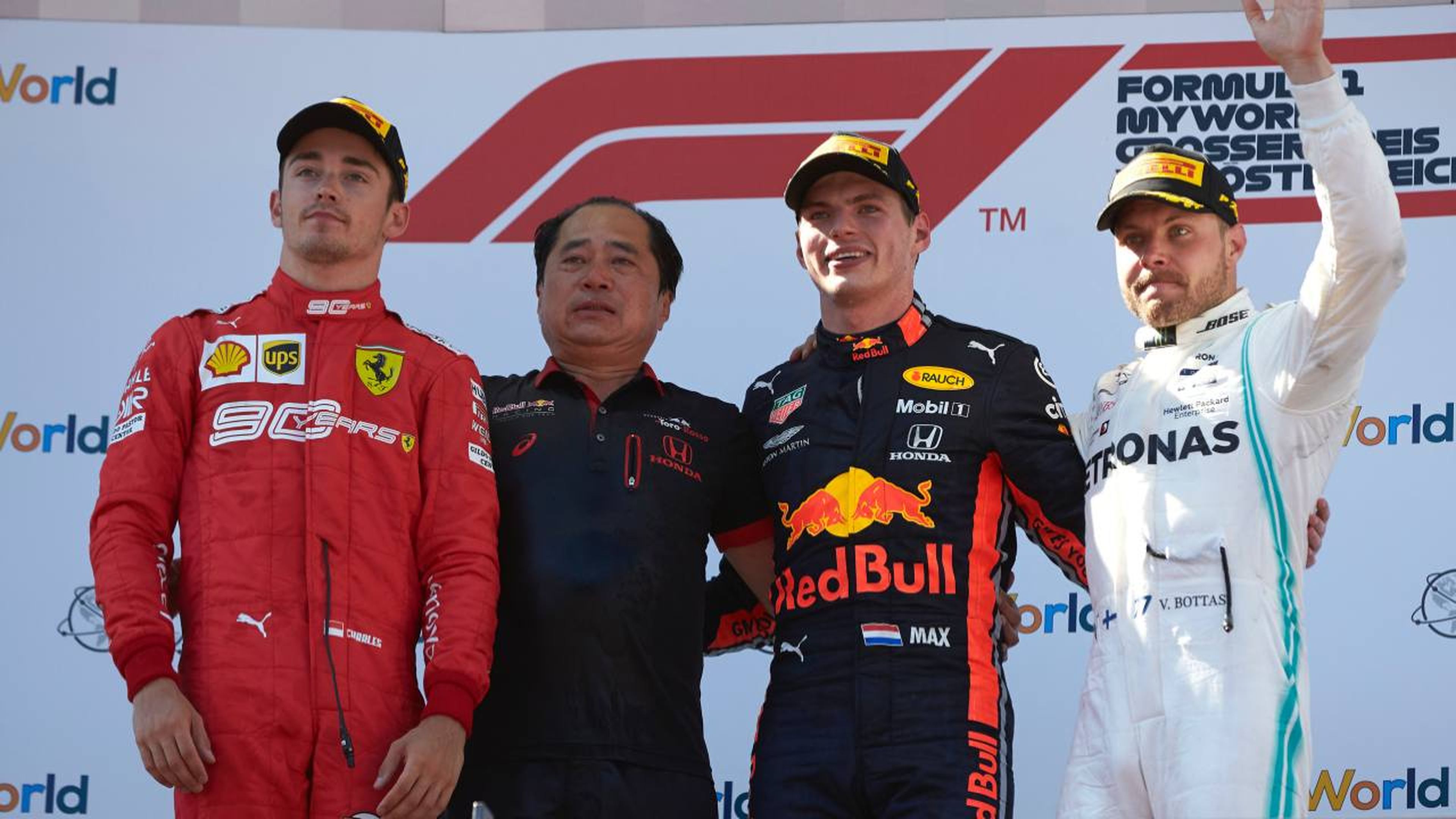 Max Verstappen en el podio del GP de Austria