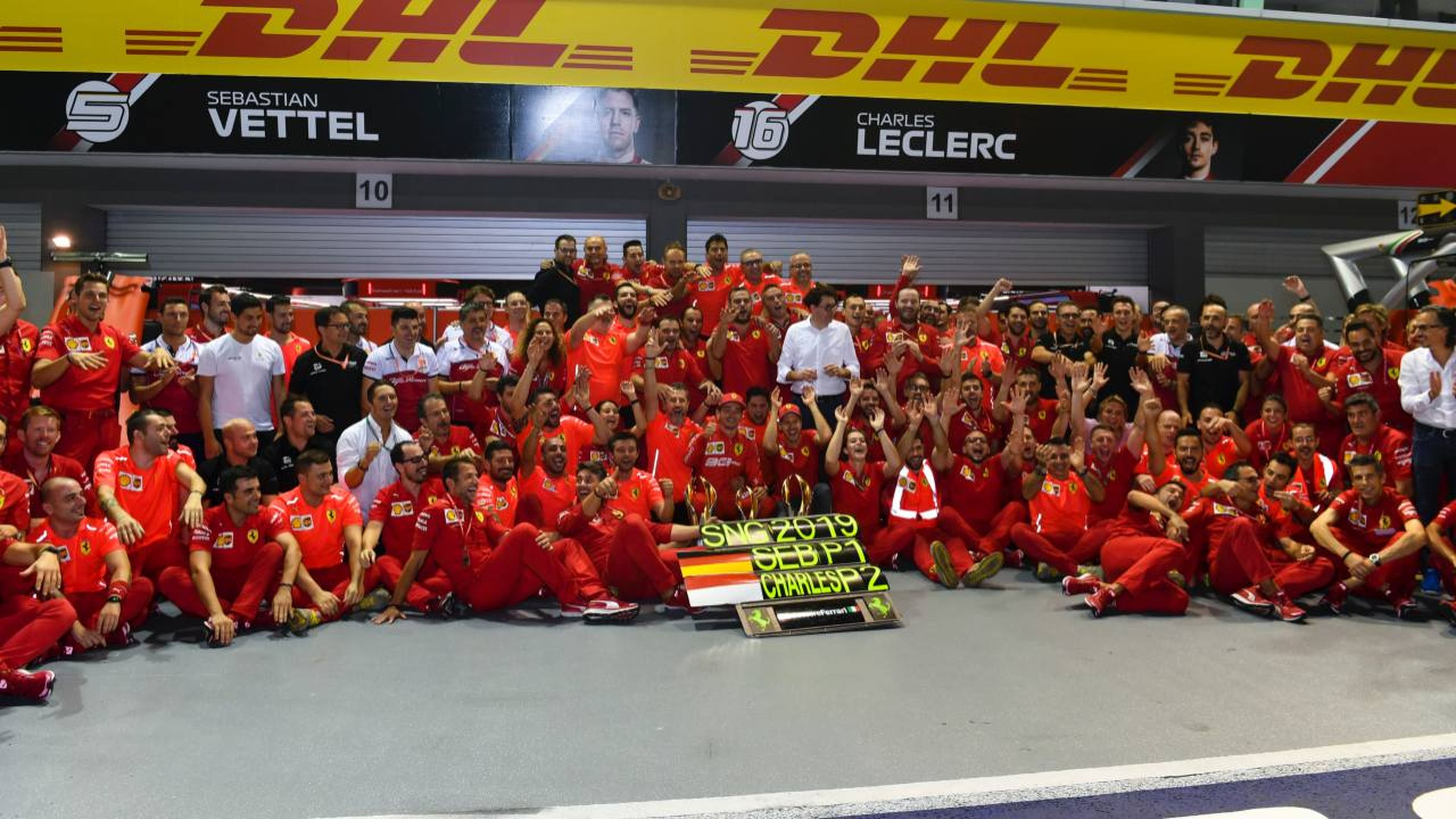 Celebración de Vettel y Ferrari
