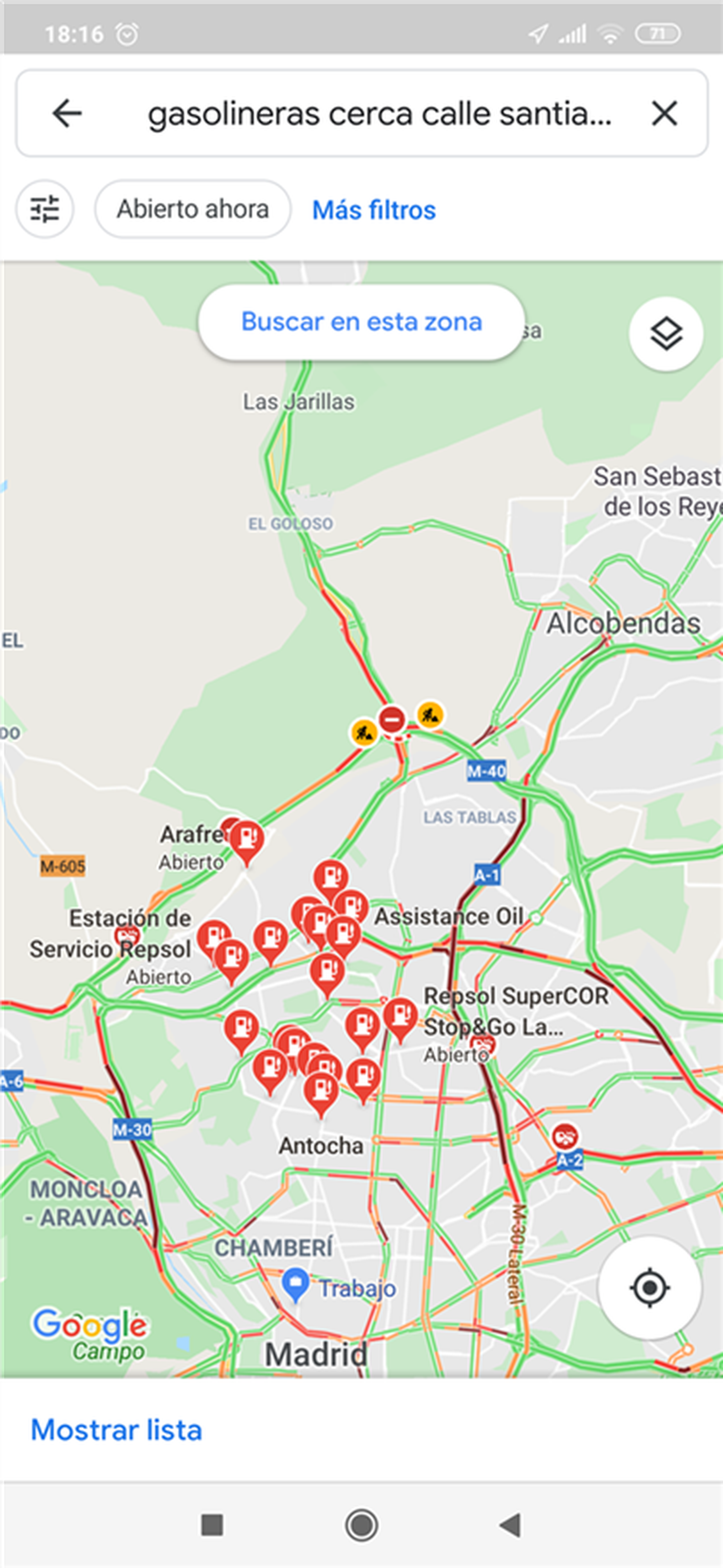 Google Maps te mostrará las gasolineras más cercanas a tu ubicación.