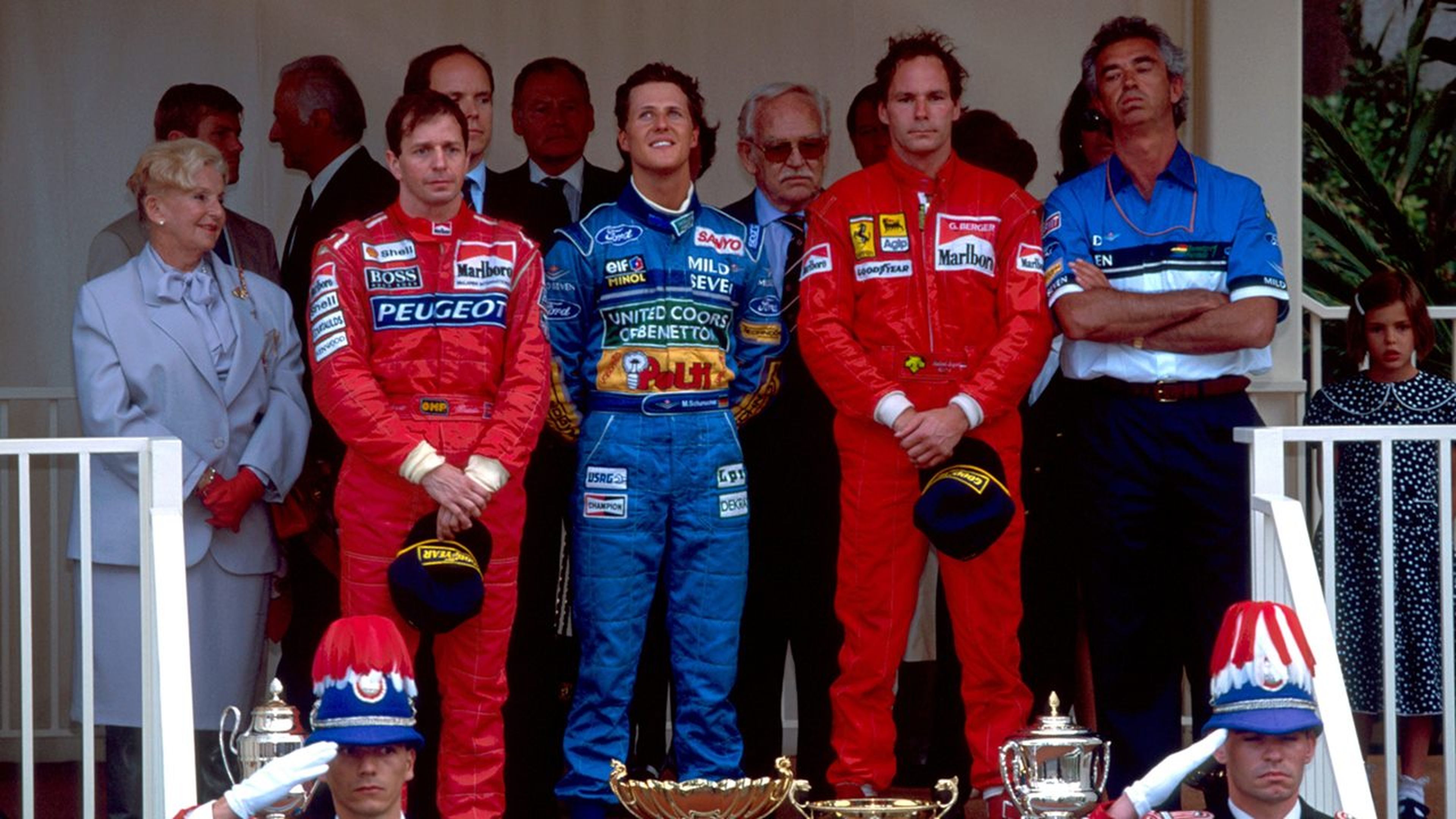 Briatore con Benetton en el podio de Mónaco