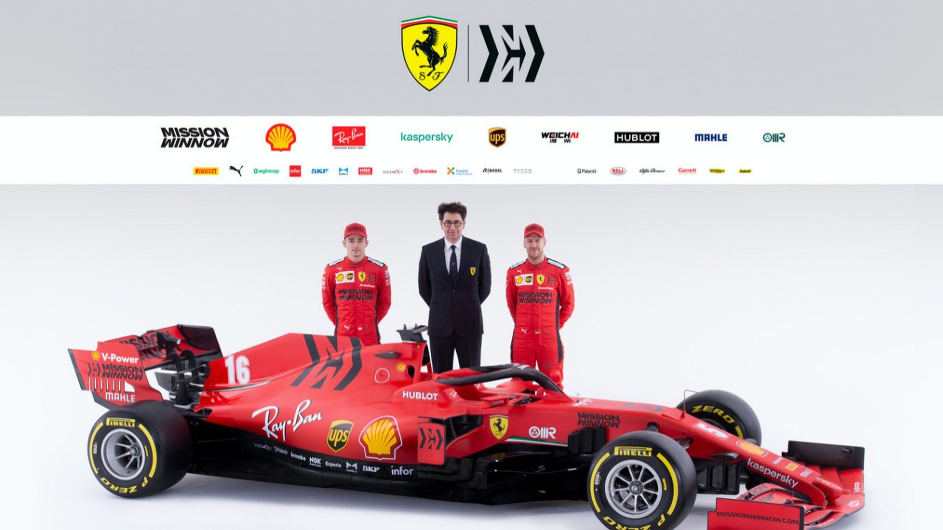 Binotto y los pilotos de Ferrari