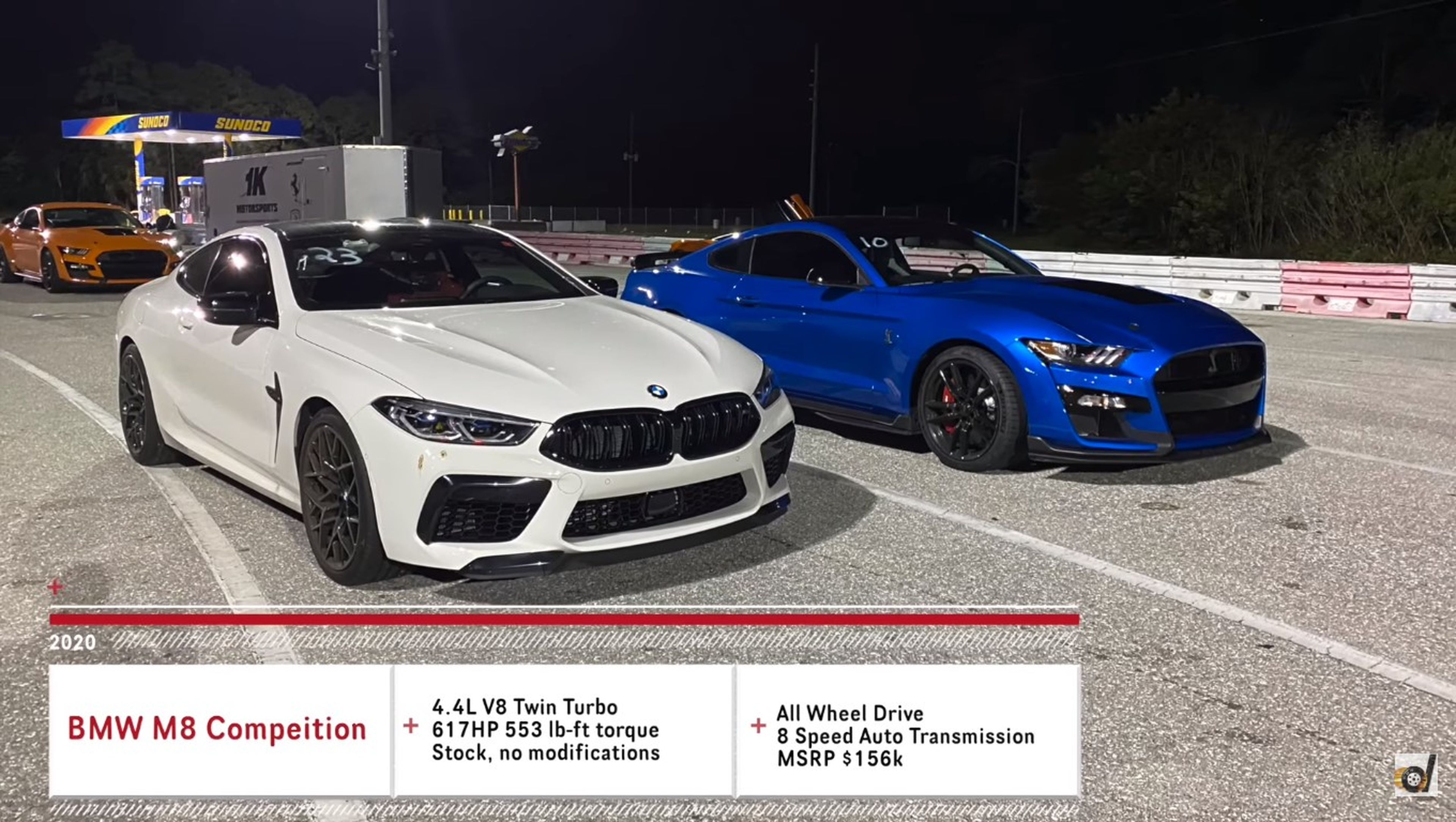 Drag Race: BMW M8 Competition vs Ford Mustang Shelby GT500