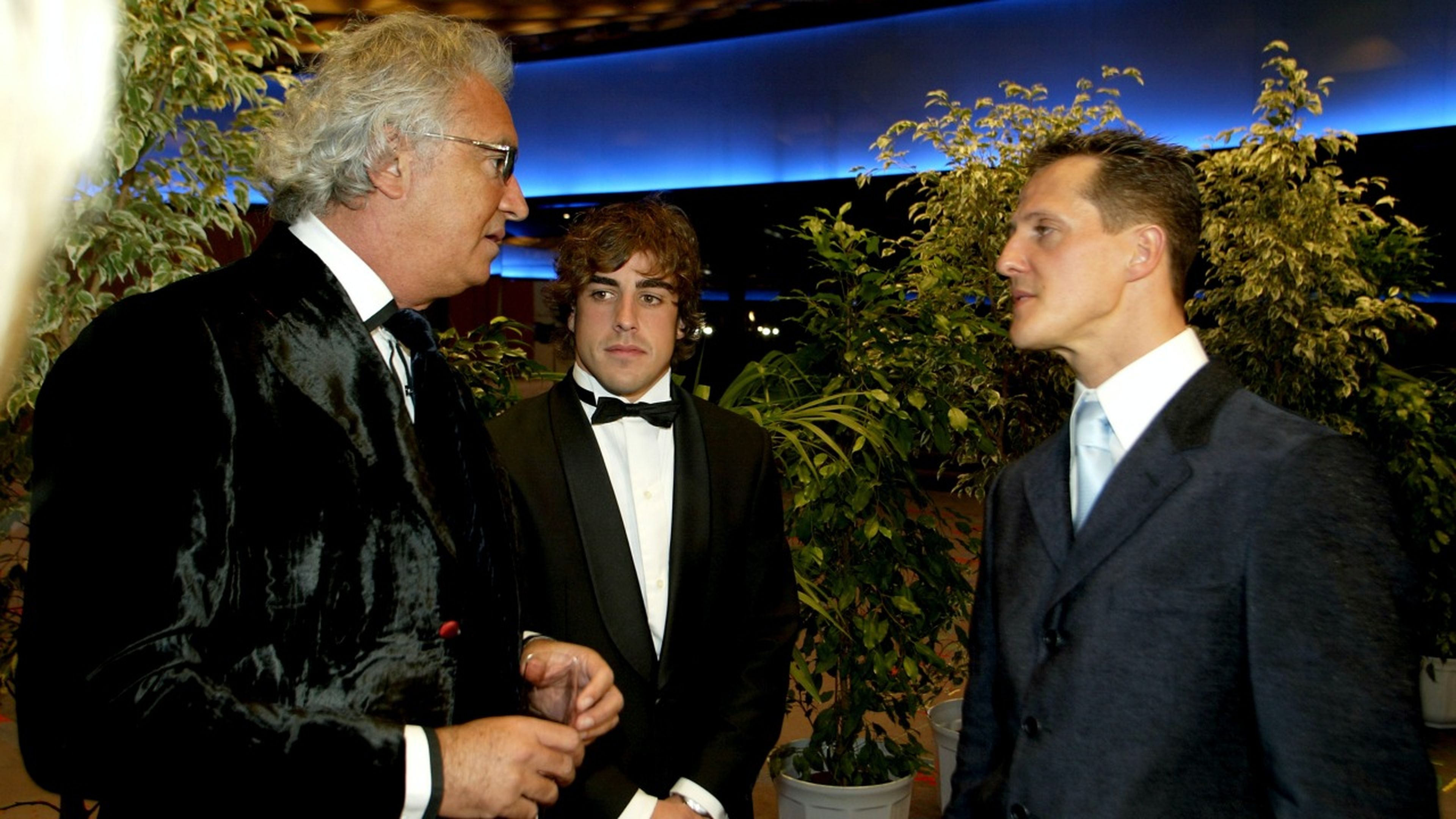 Fernando Alonso, Flavio Briatore y Michael Schumacher