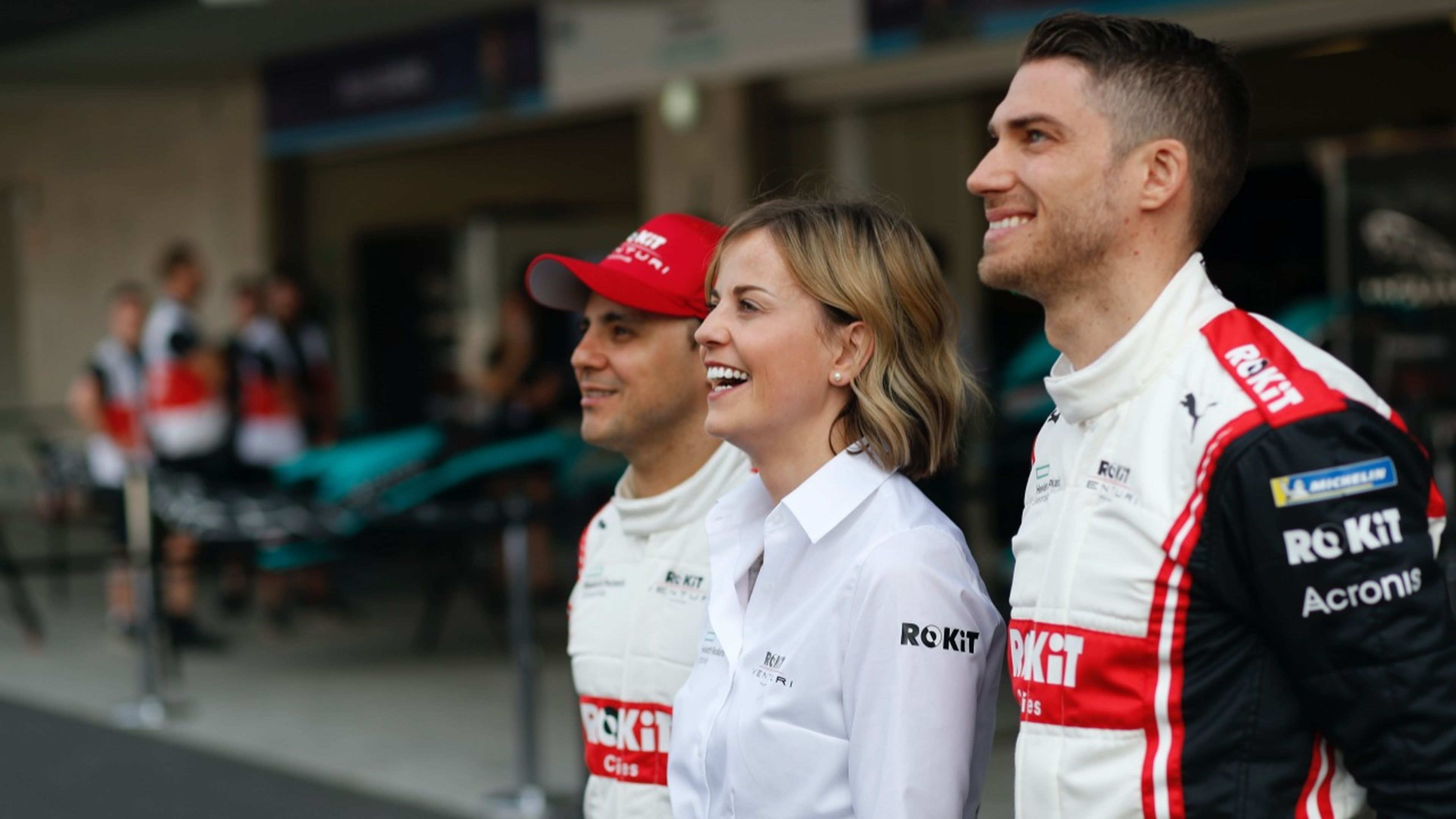 Felipe Massa, Susie Wolff (jefa del equipo) y Edoardo Mortara