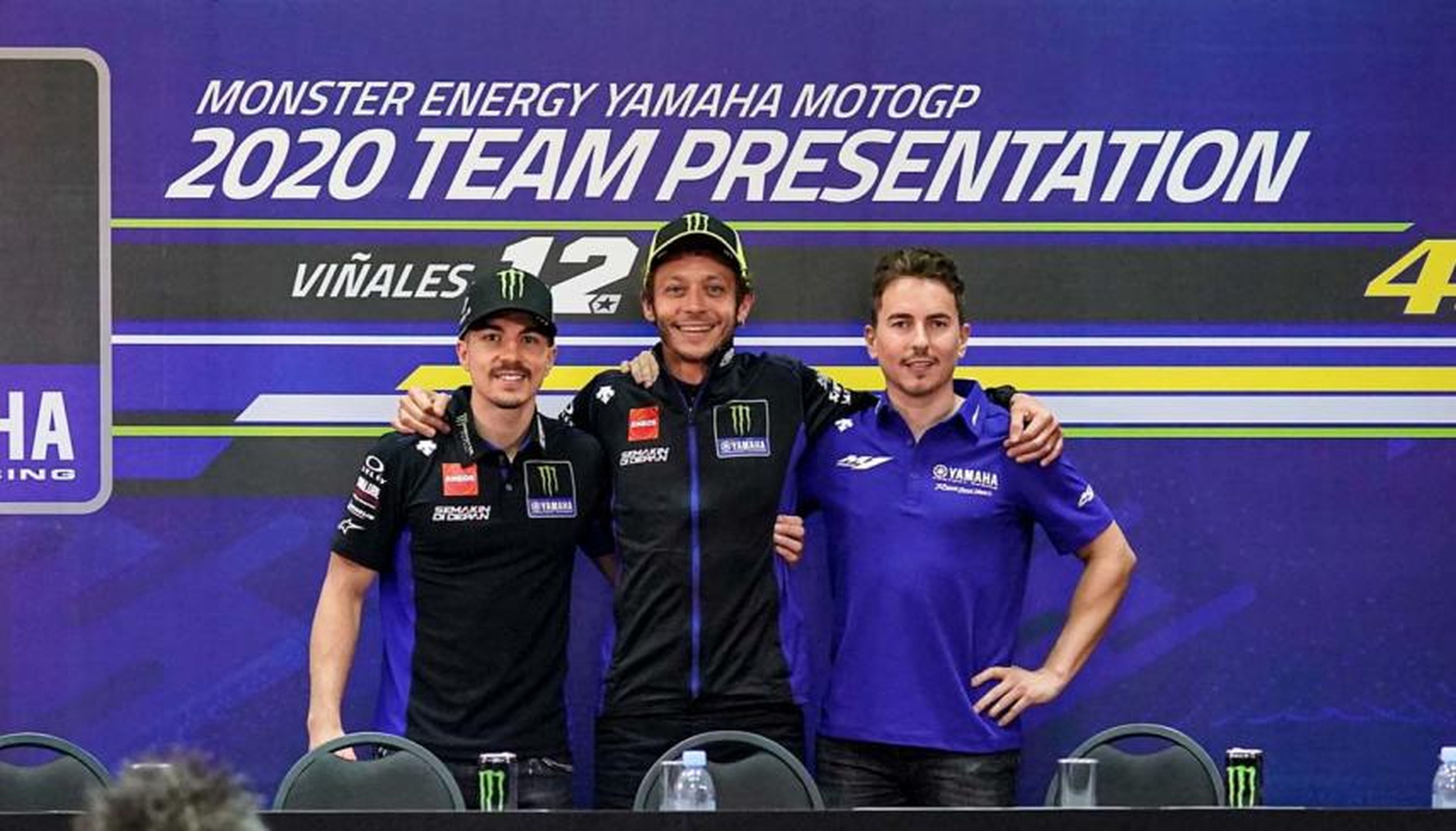 Viñales, Rossi y Lorenzo, en la presentación del Monster Energy Yamaha 2020