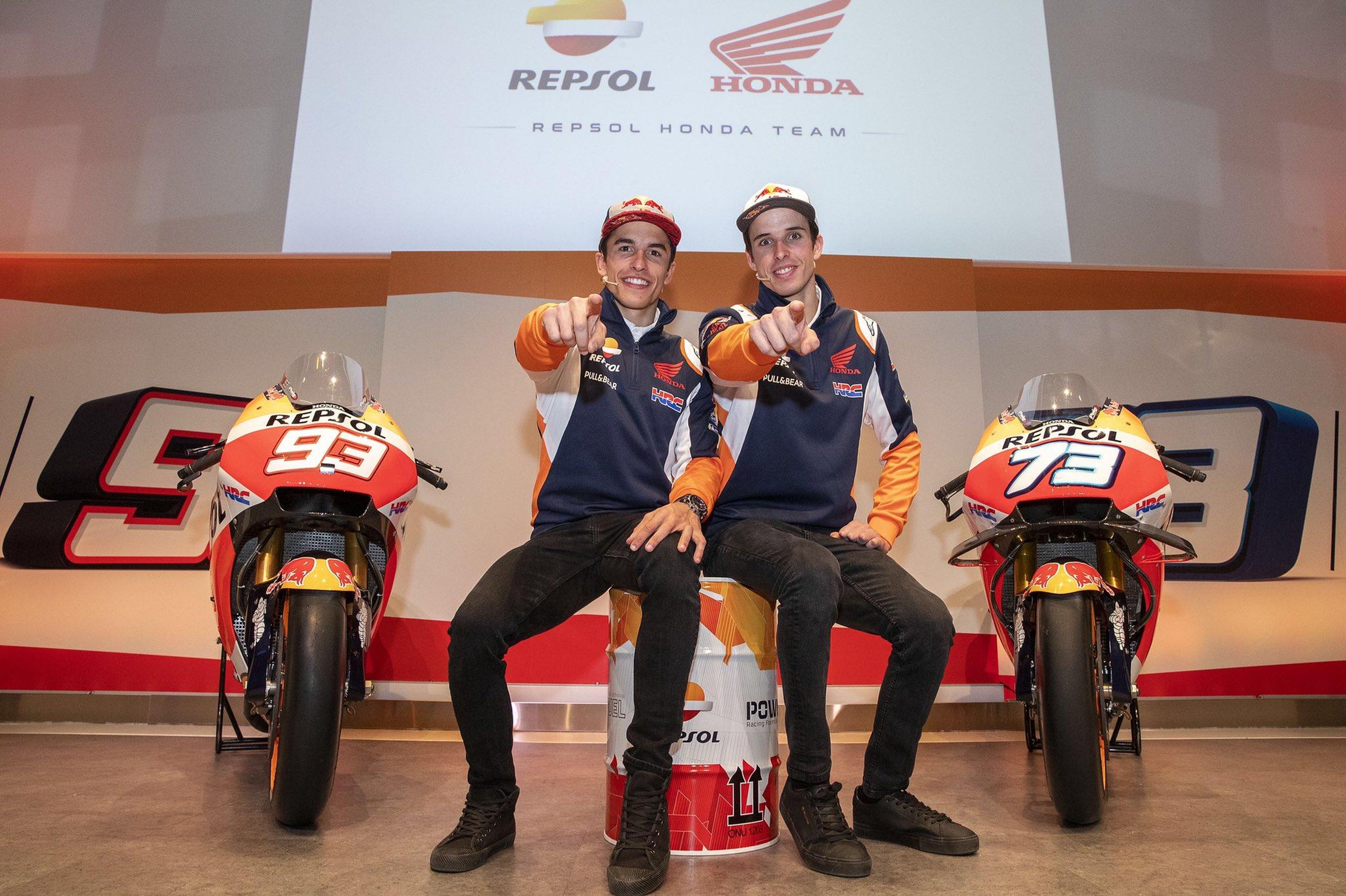 Marc y Álex Márquez, en la presentación del equipo Repsol-Honda de 2020