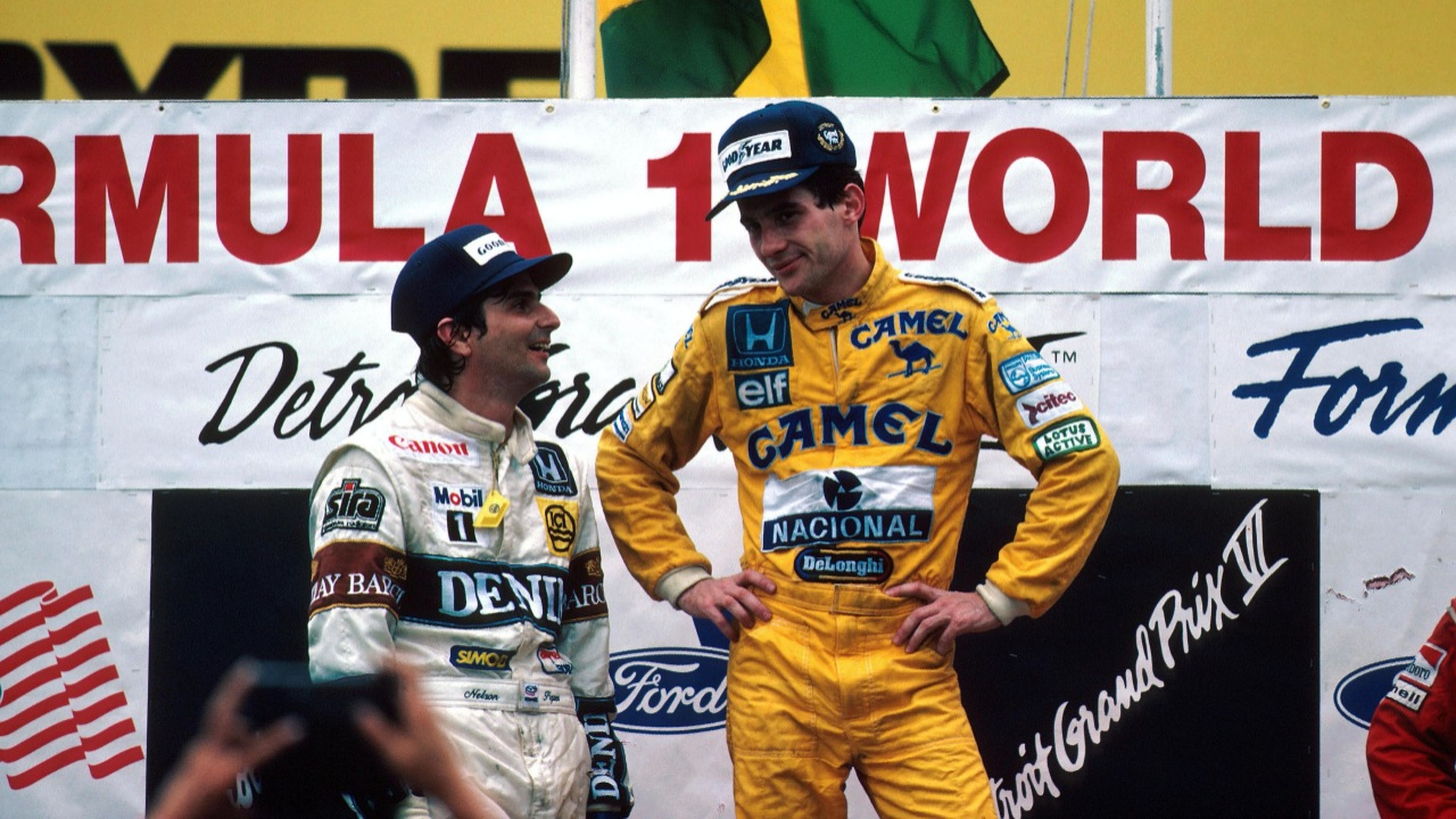 Senna y Piquet en el GP de USA de 1987