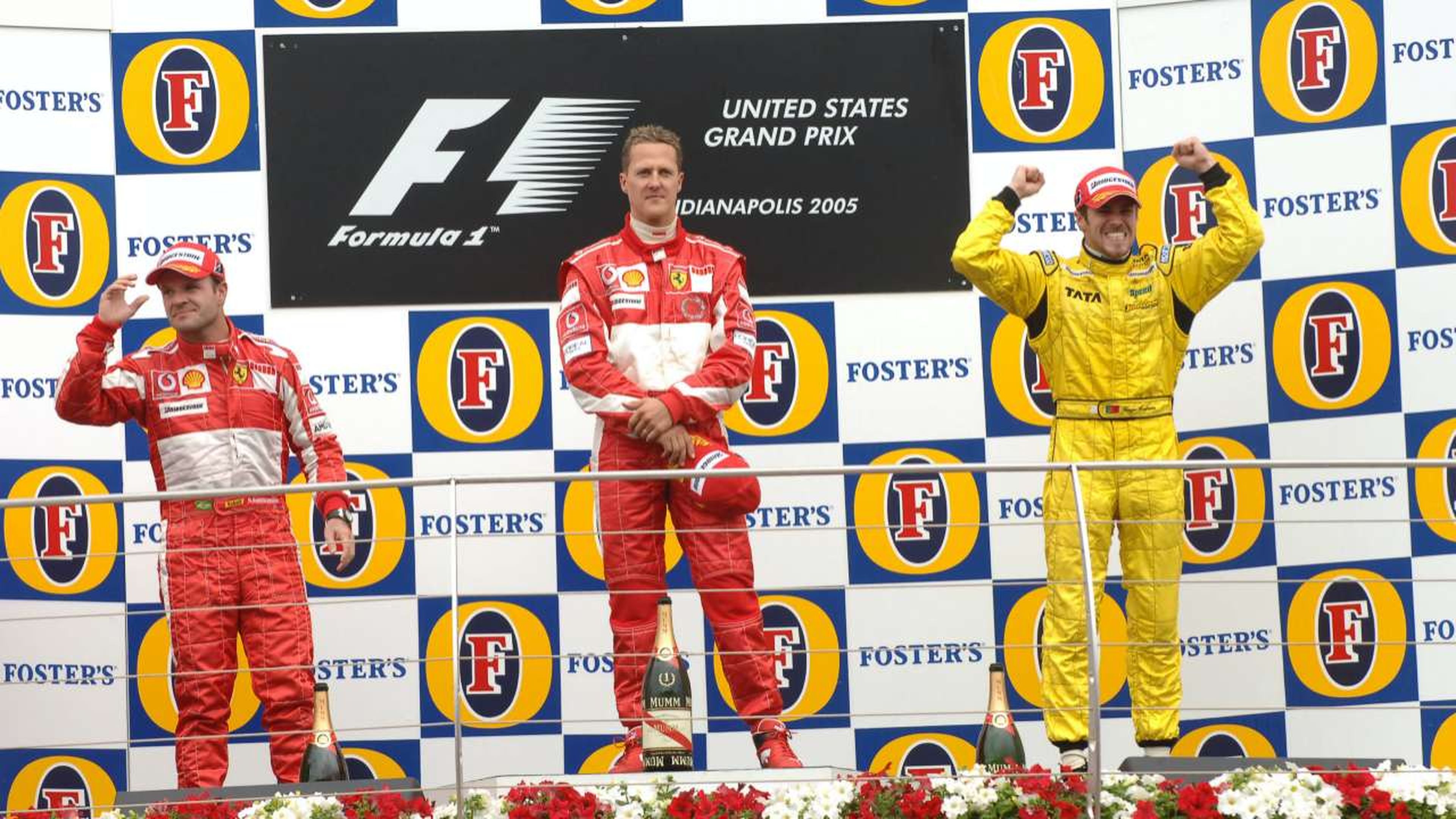 Tiago Monteiro en el podio del GP EEUU F1 2005