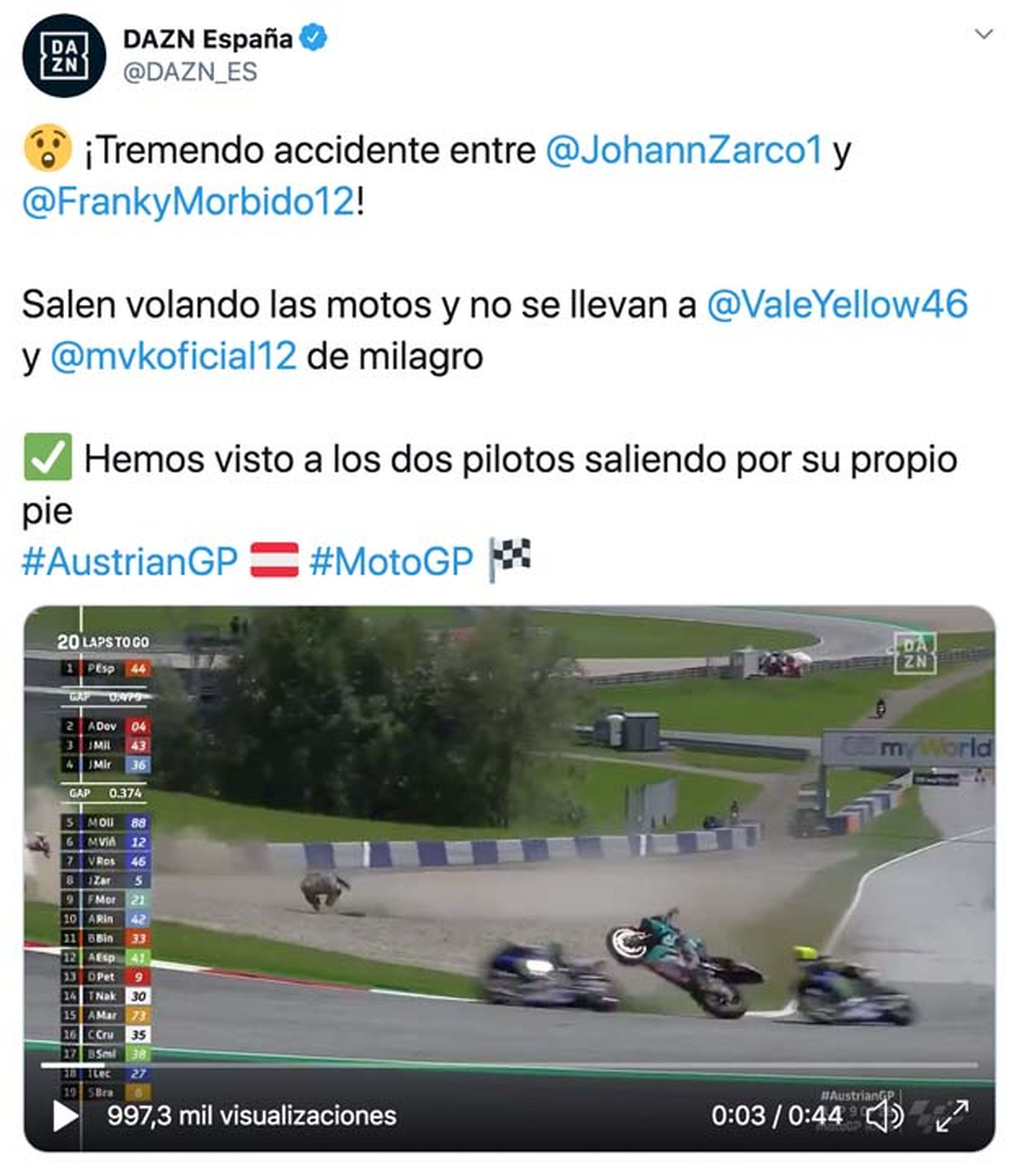 Así salvaron la vida Rossi y Viñales en el GP de Austria 2020 de MotoGP