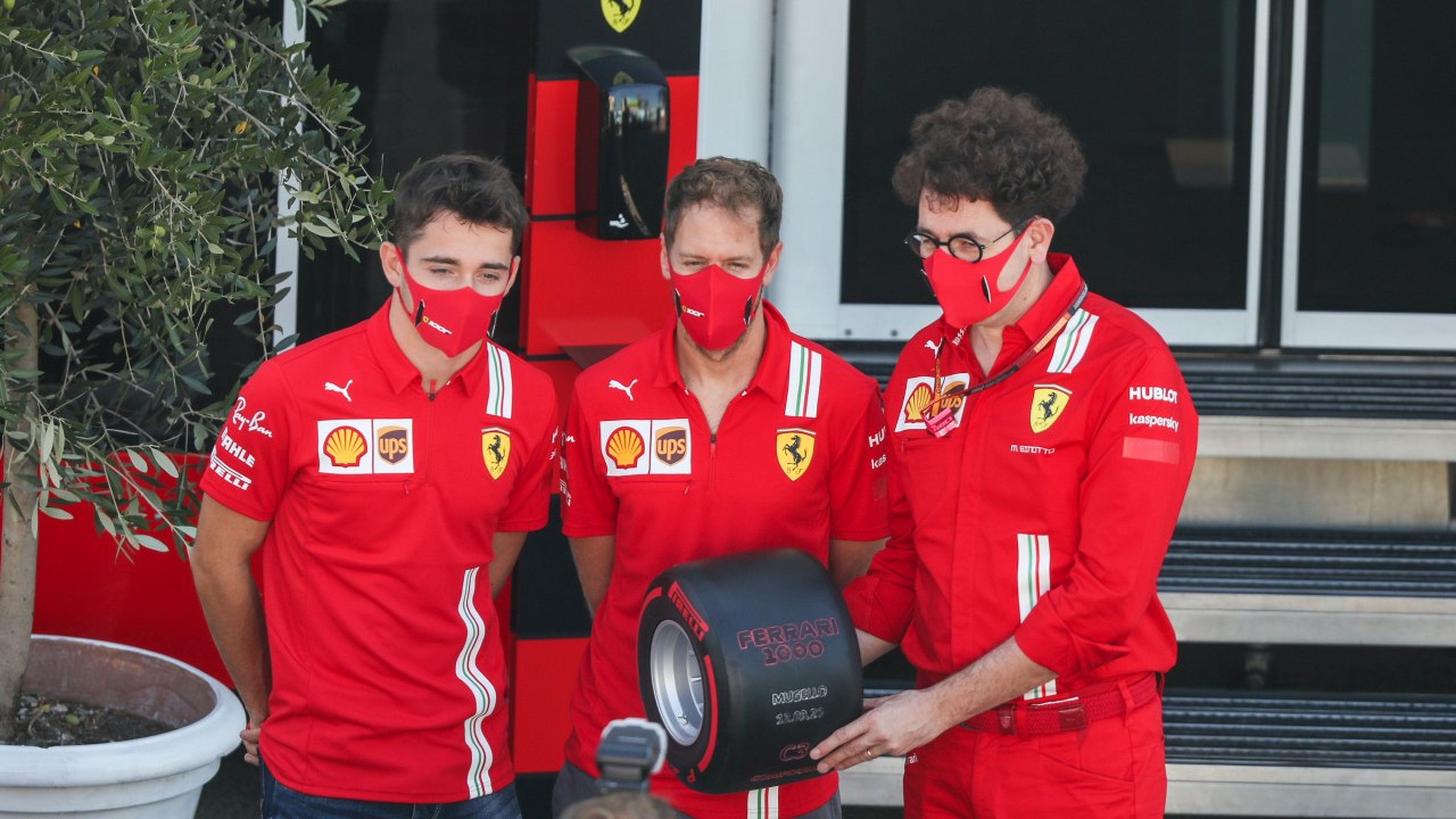 Vettel, Leclerc y Binotto