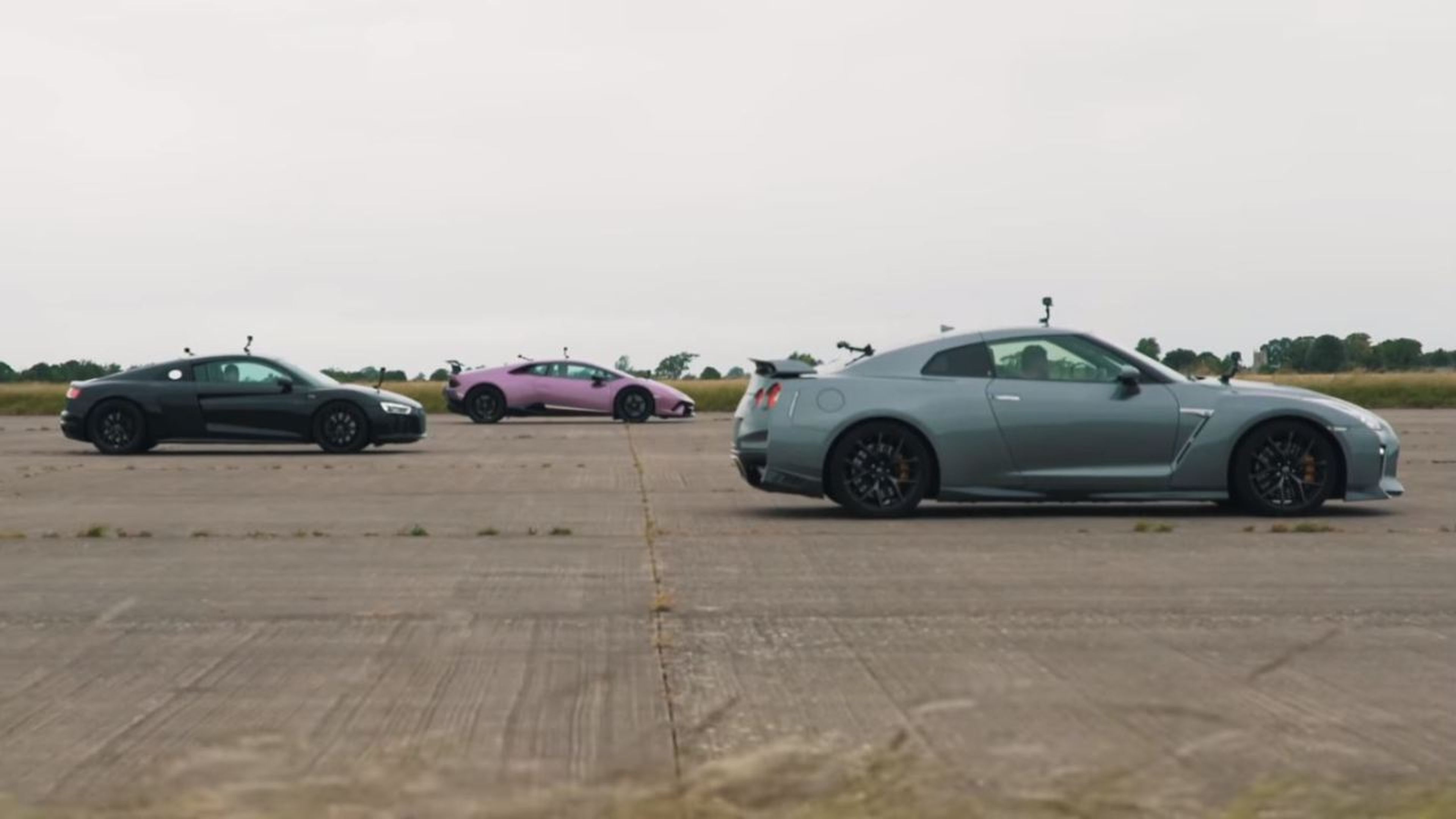 Audi R8 V10 vs Lamborghini Huracan Performante vs Nissan GT-R