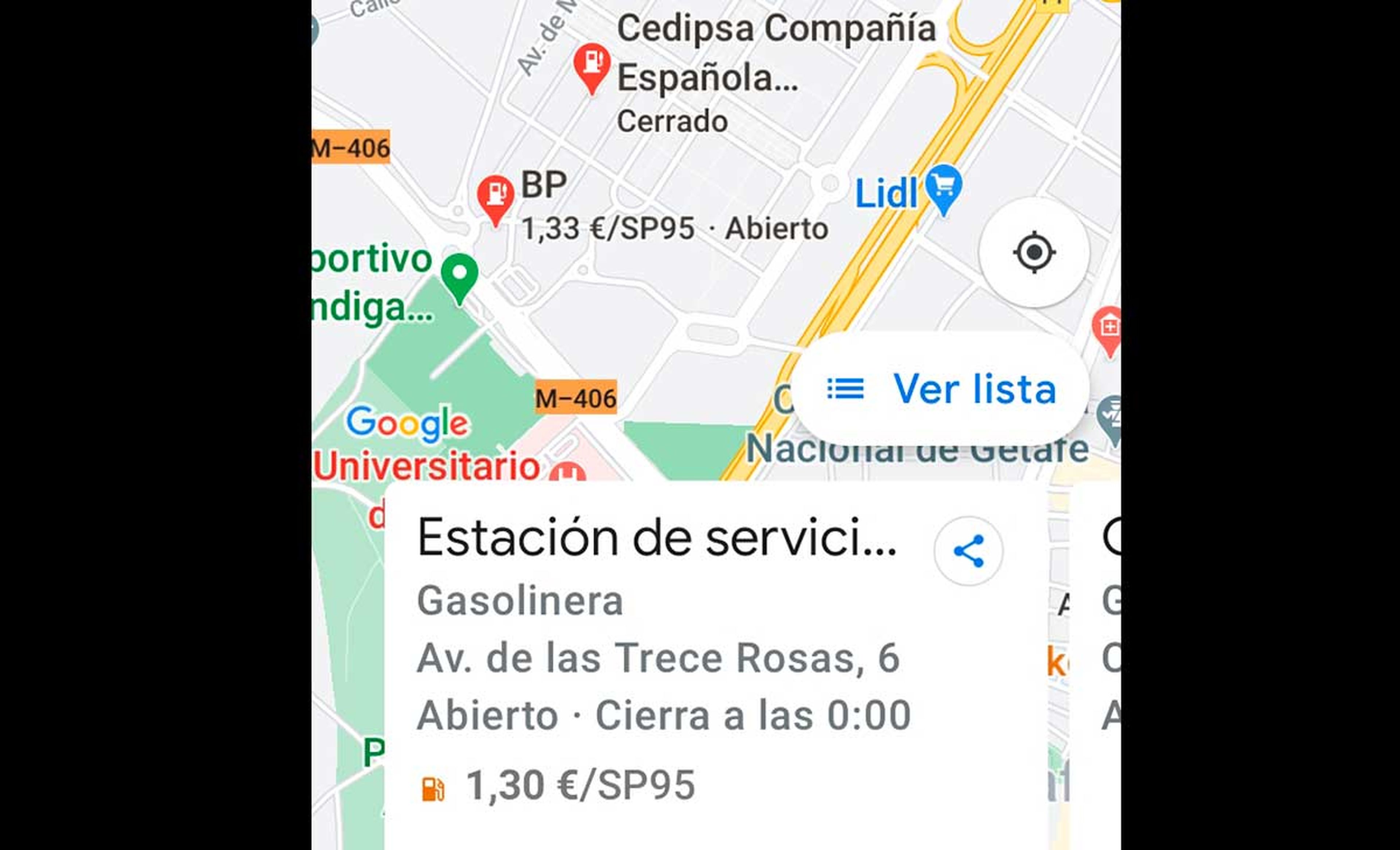 Precio gasolineras Google Maps