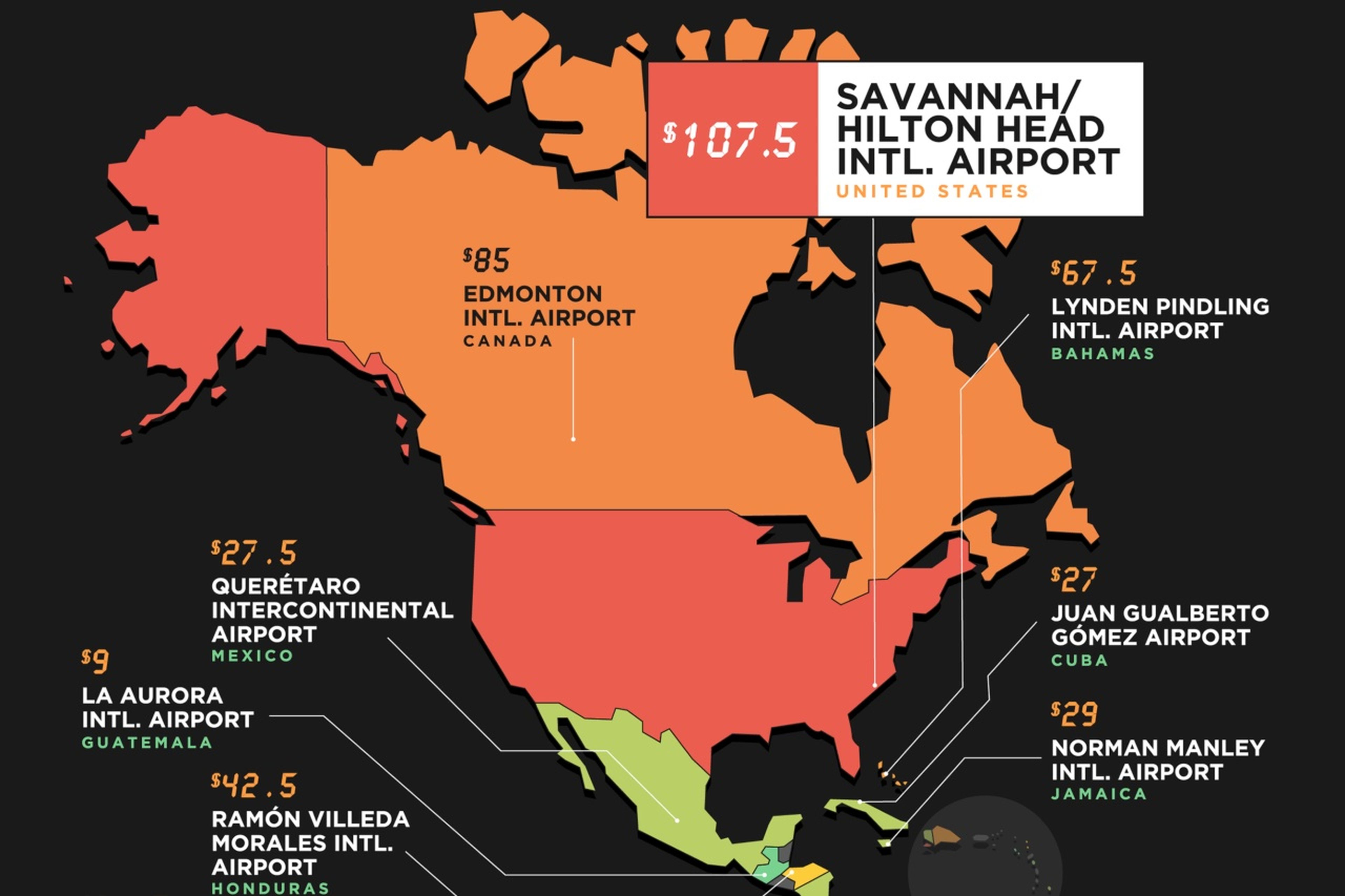 Aeropuertos con taxis más caros América