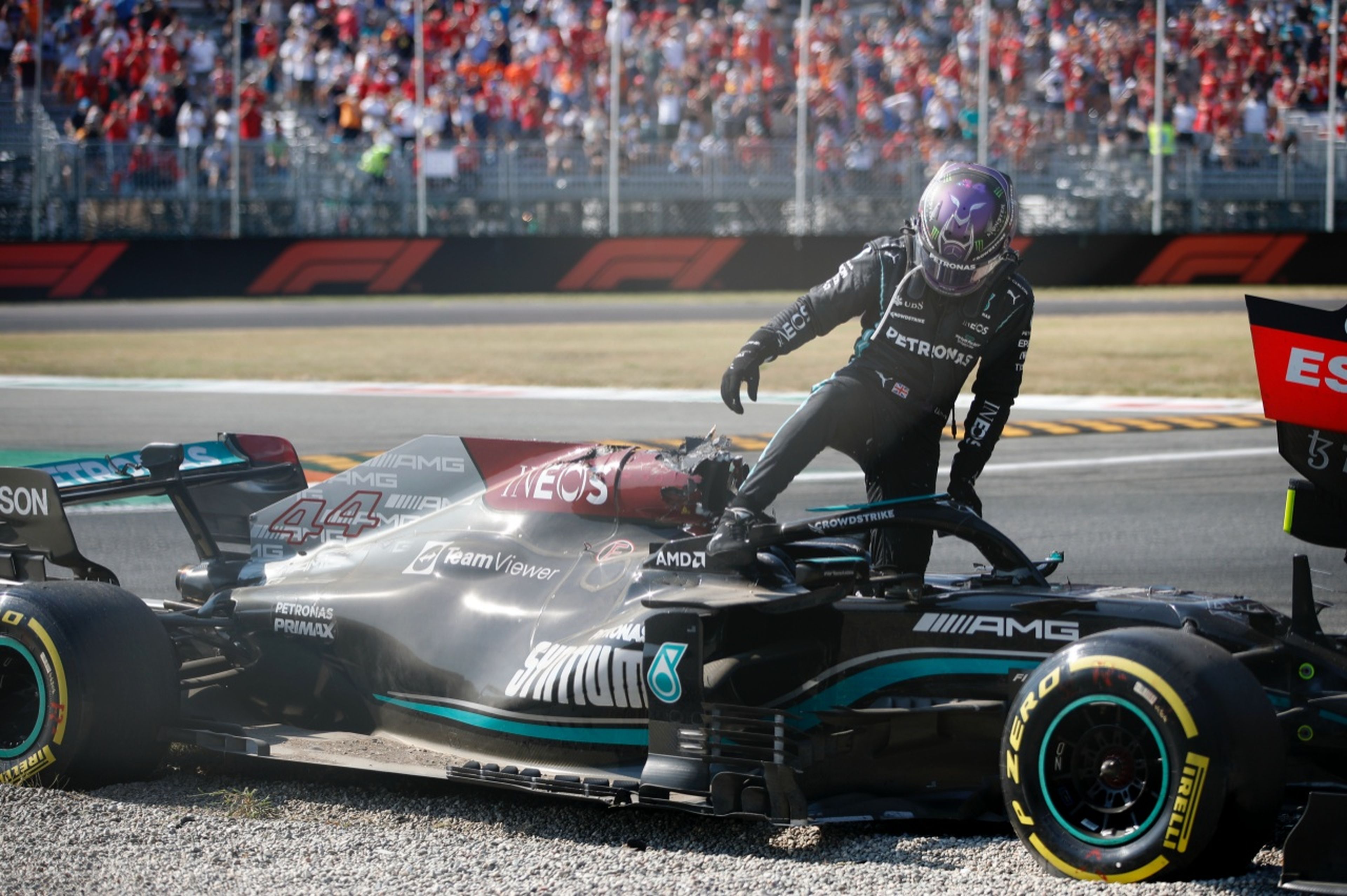 Accidente de Hamilton y Verstappen en Monza