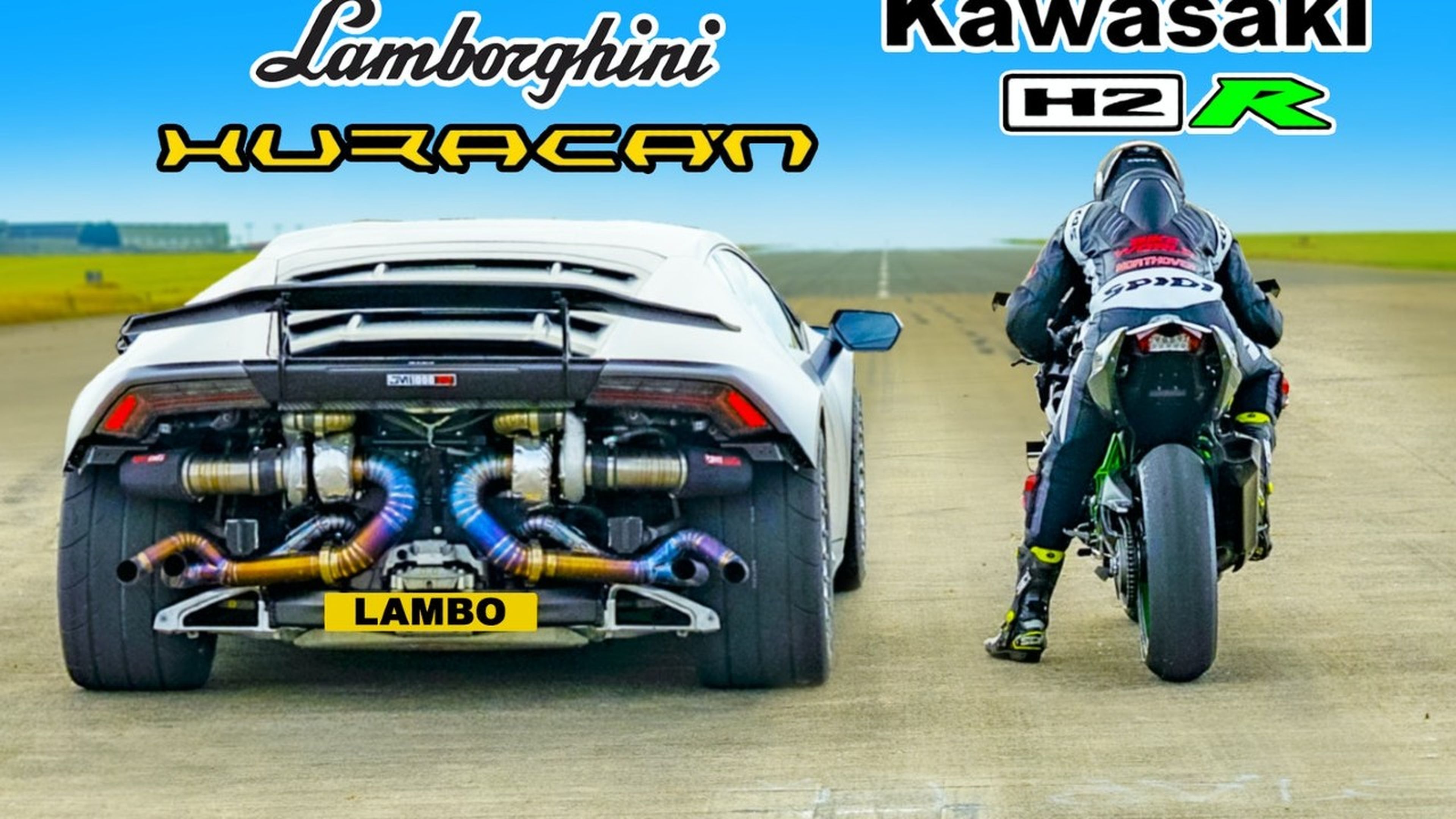 Lamborghini Huracan Turbo contra Kawasaki H2R