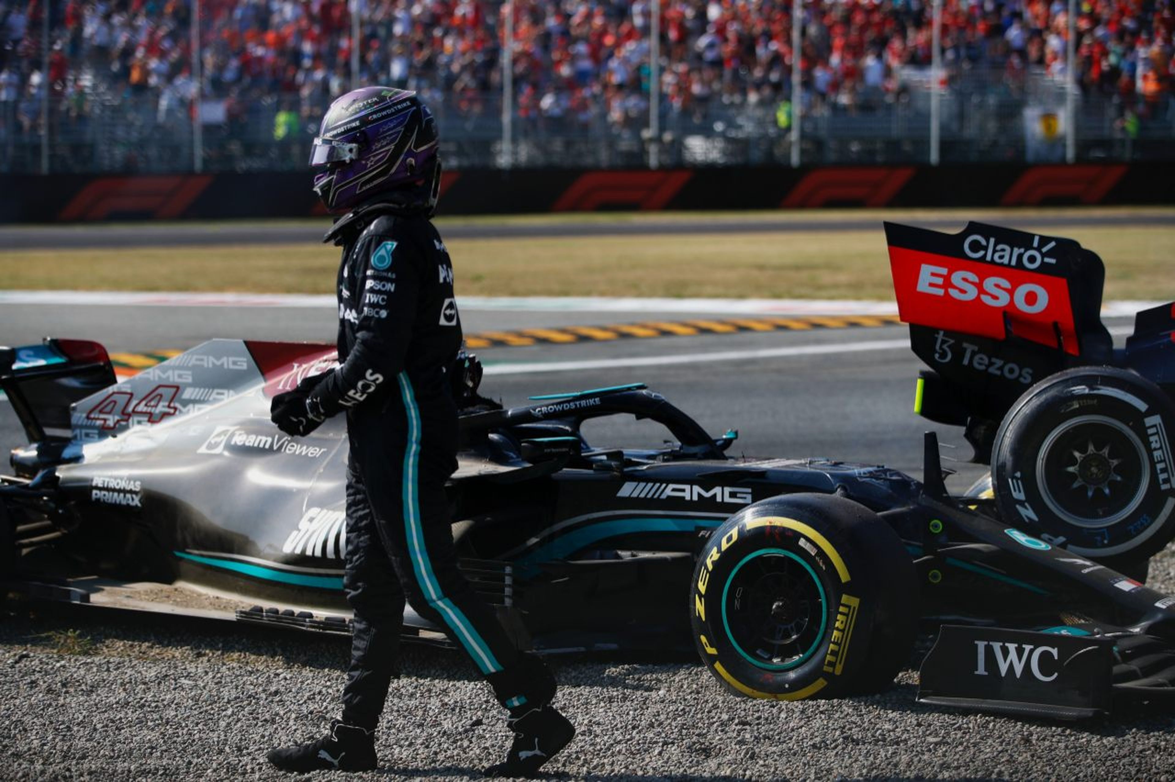 Accidente de Hamilton y Verstappen en Monza