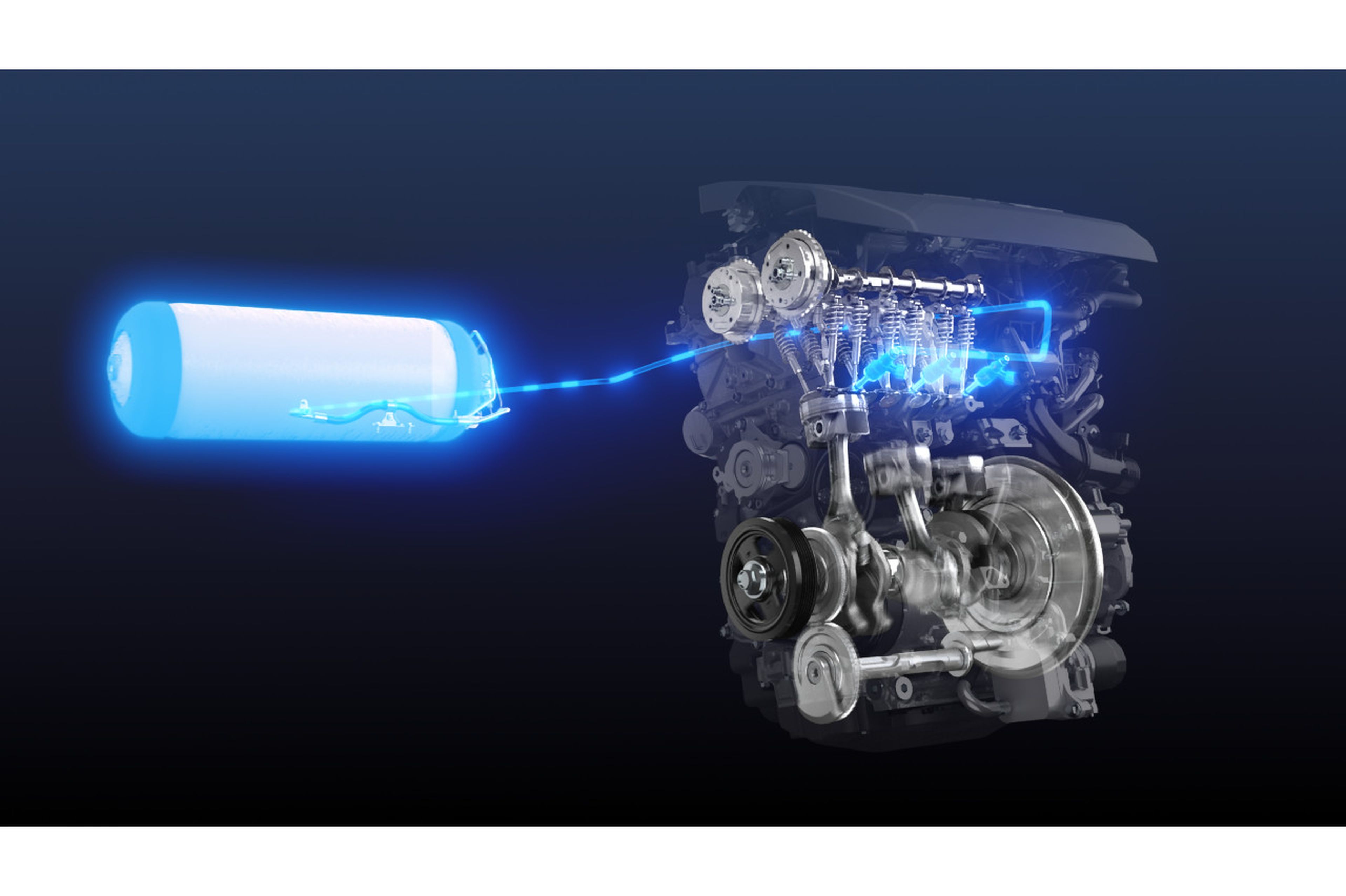 Motor de combustión interna del Toyota Yaris H2, que es alimentado por hidrógeno.