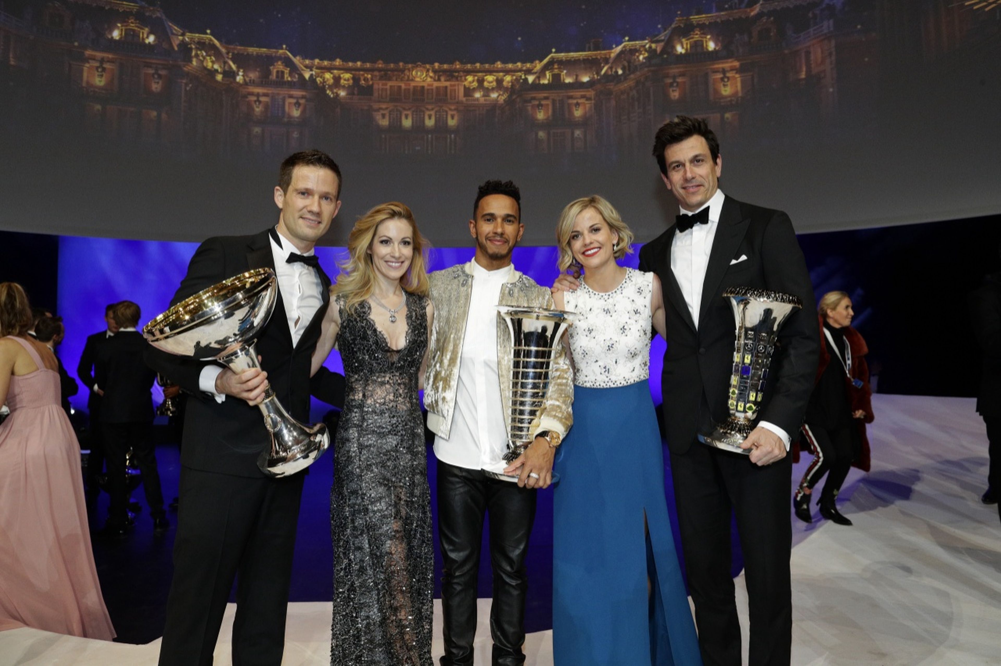 Ogier y Hamilton en la gala de la FIA