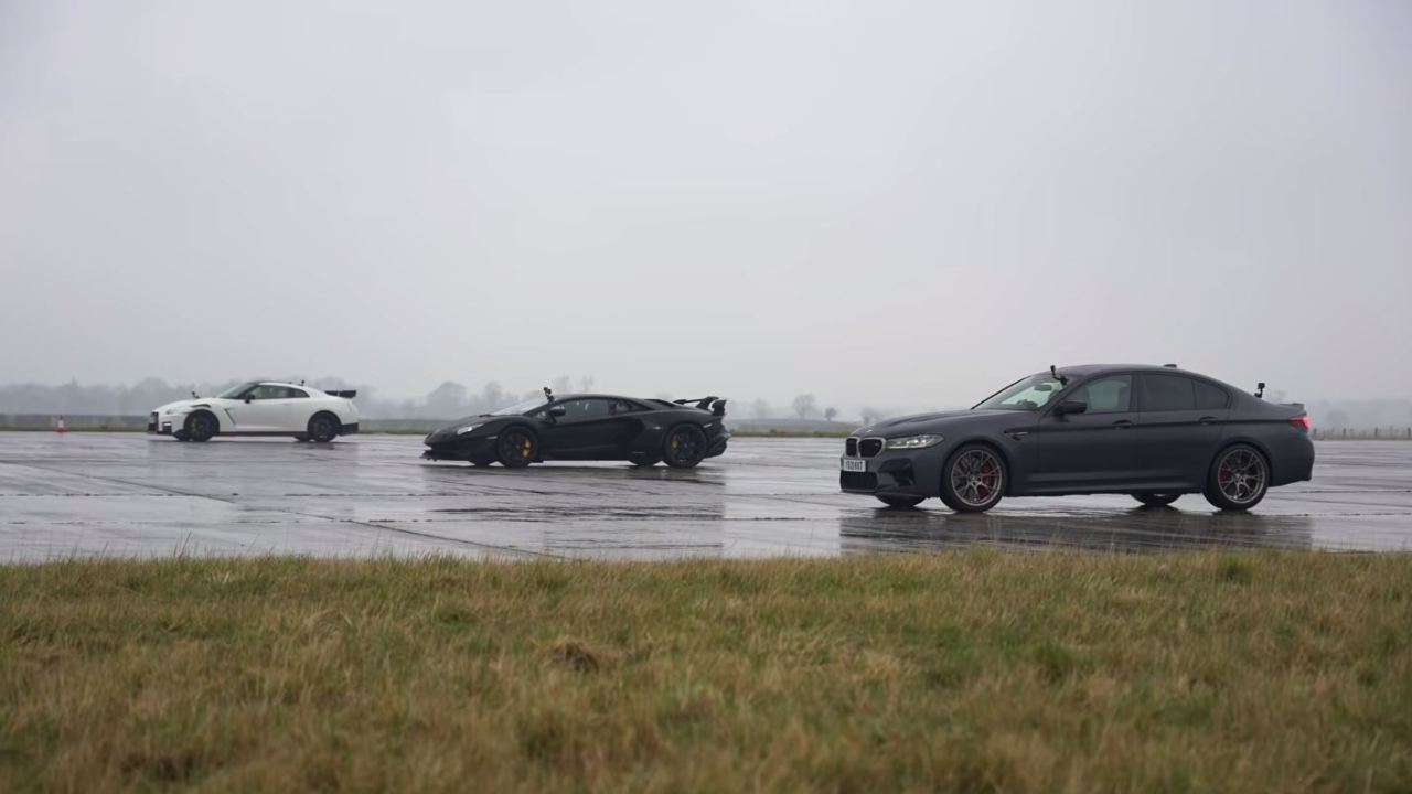 Vídeo: BMW M5 CS vs Lamborghini Aventador SVJ vs Nissan GT-R Nismo --  