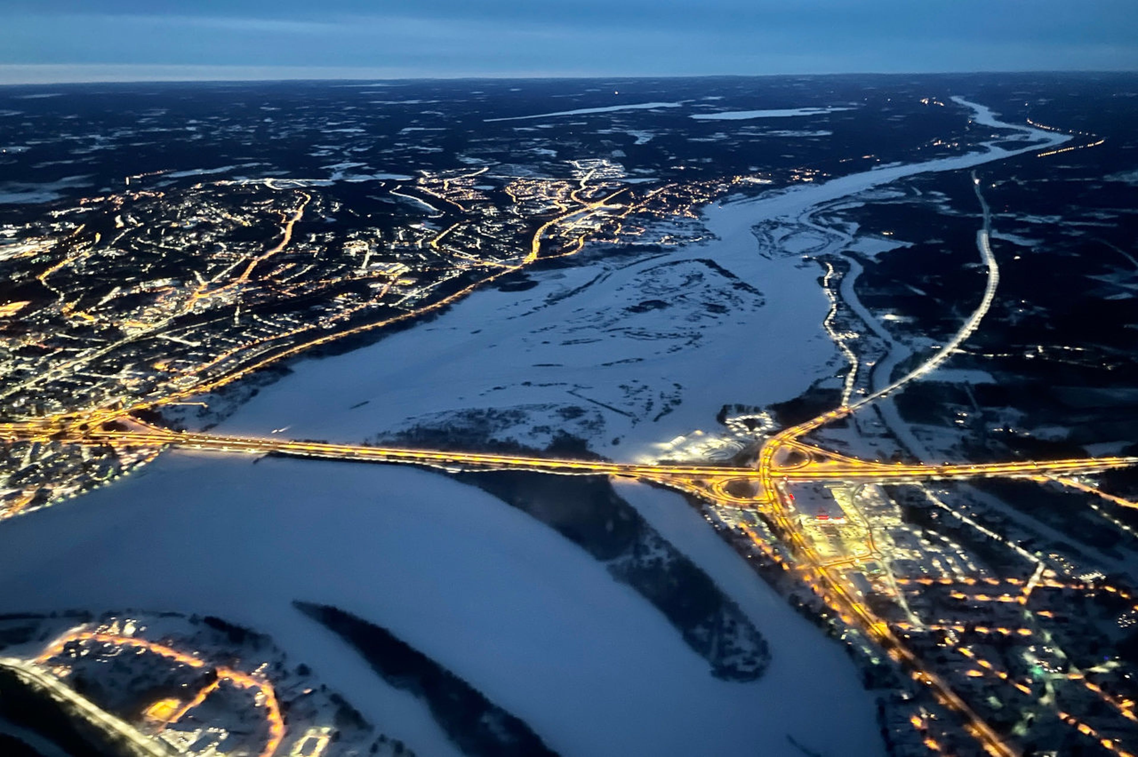 La ciudad de Rovaniemi (FInlandia) a vista de pájaro