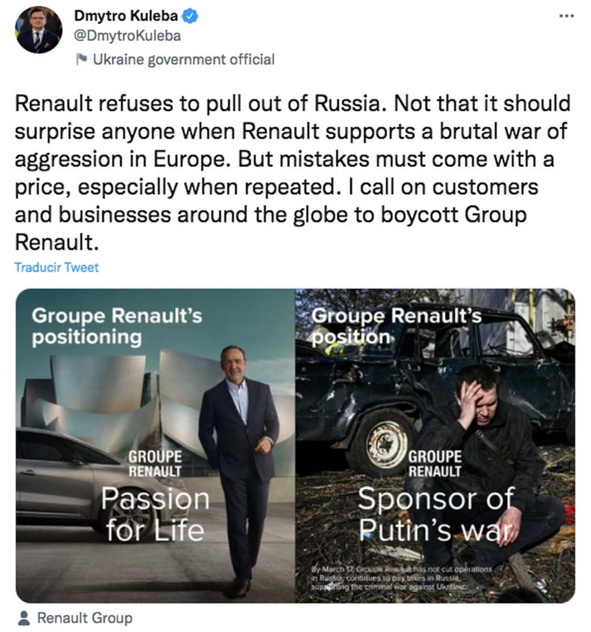 Guerra en Ucrania: Renault suspende su actividad en Rusia y las Redes Sociales cargan contra el fabricante.