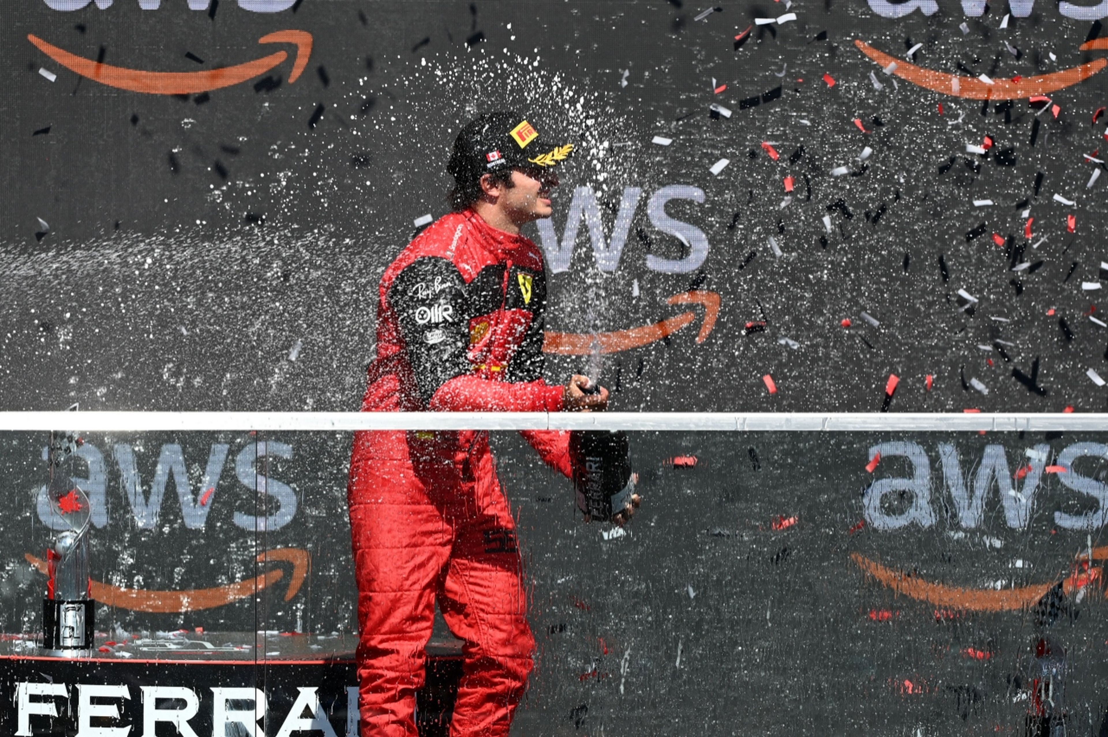 Carlos Sainz en el podio de Canadá