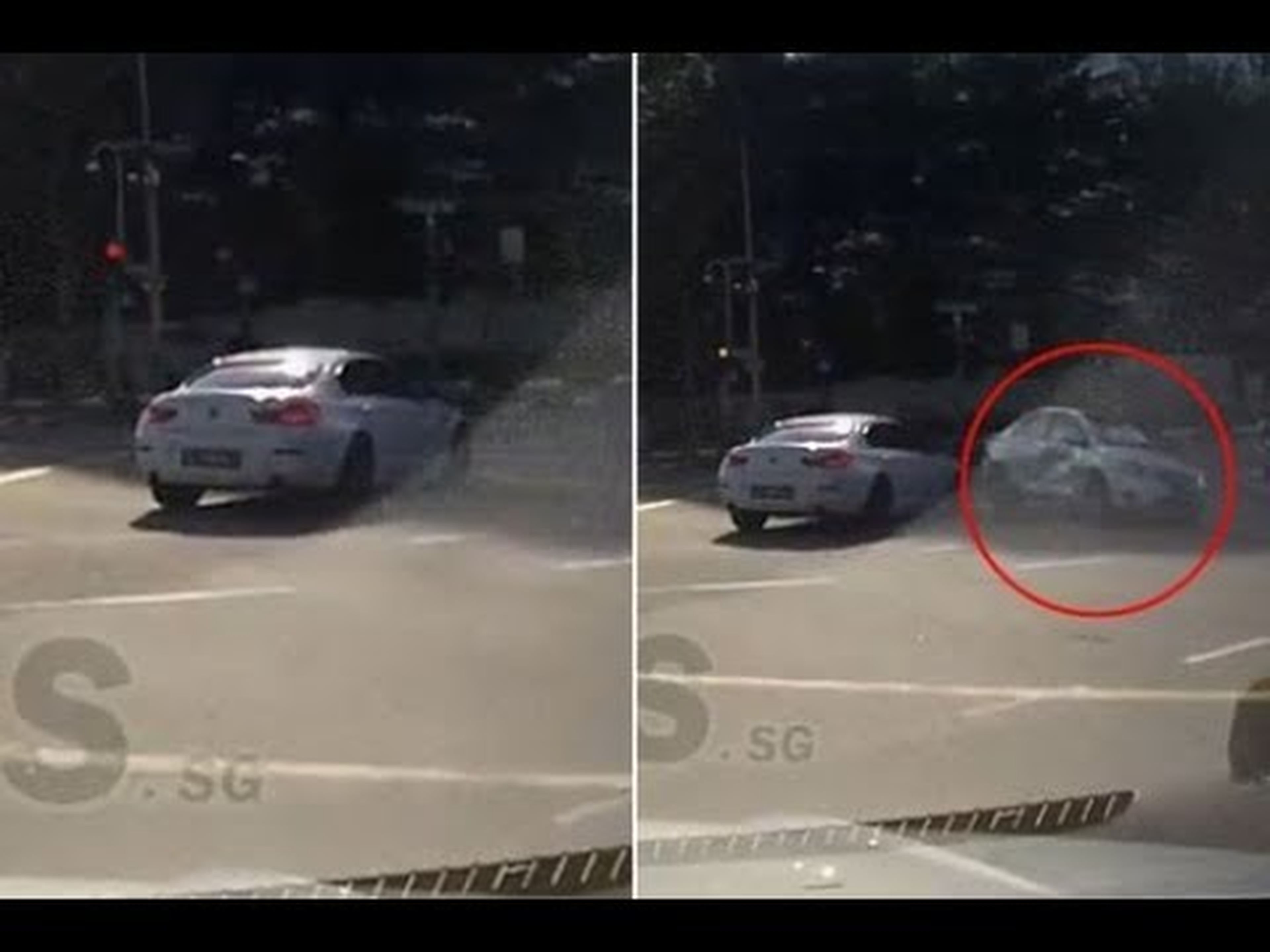 Ghost car appears from nowhere causing crash at busy junction