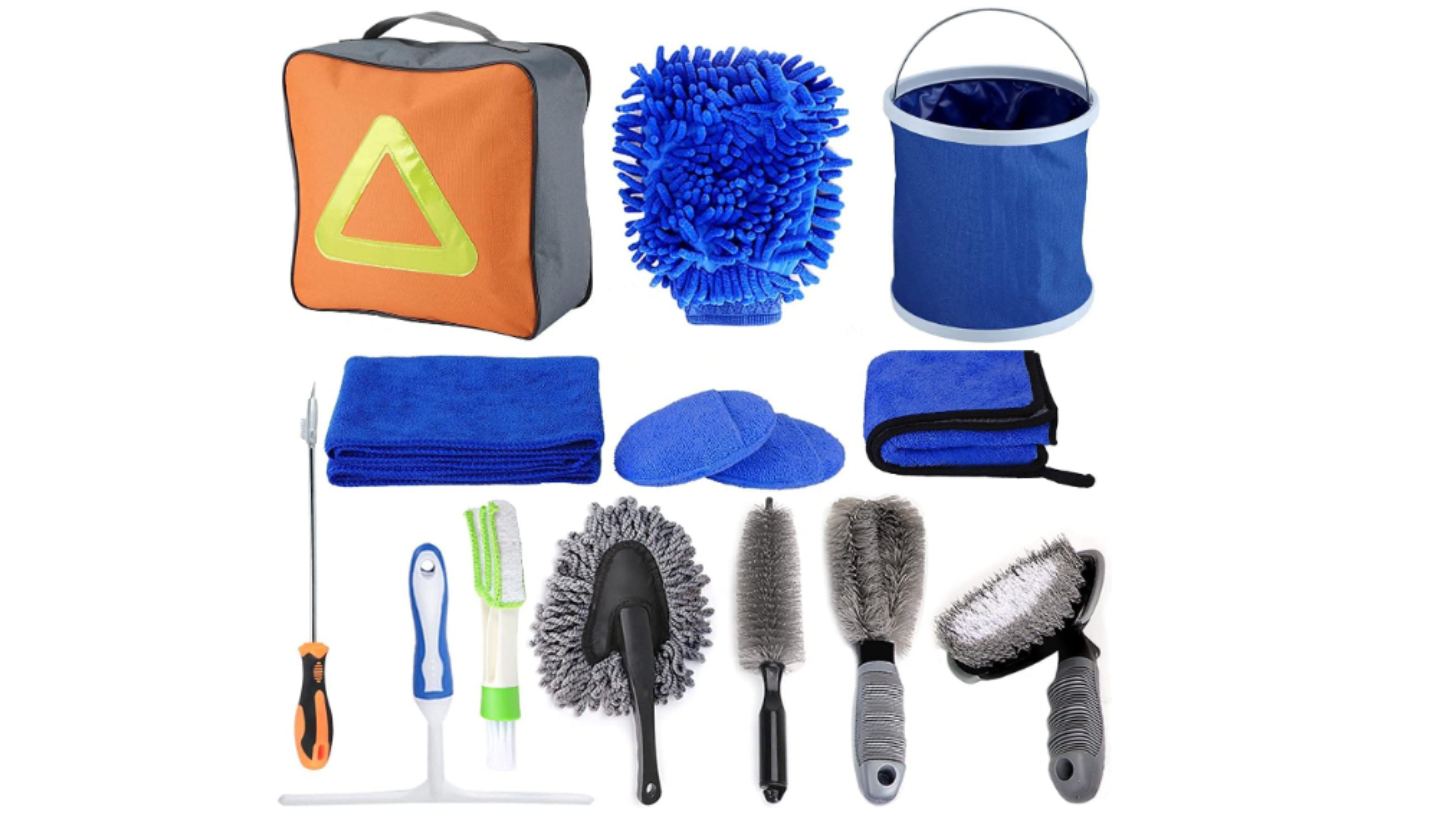 Kit de lavado de autos con bolsa (juego de 7 piezas) Kit de herramientas  profesionales de limpieza de coche, excelente para oficina en casa