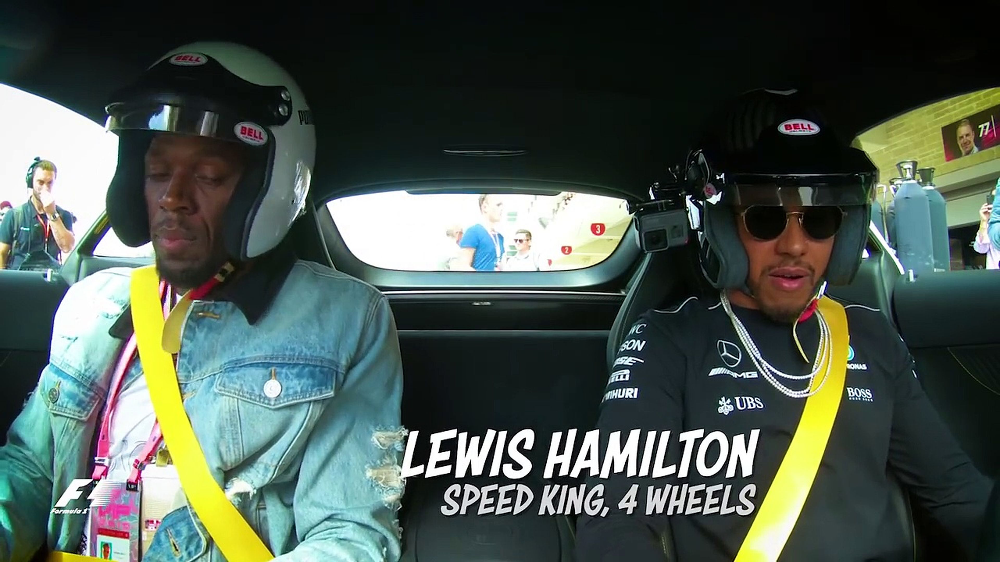 VÍDEO: ¡De risa! Hamilton mete miedo a Usain Bolt con un Mercedes AMG GT R