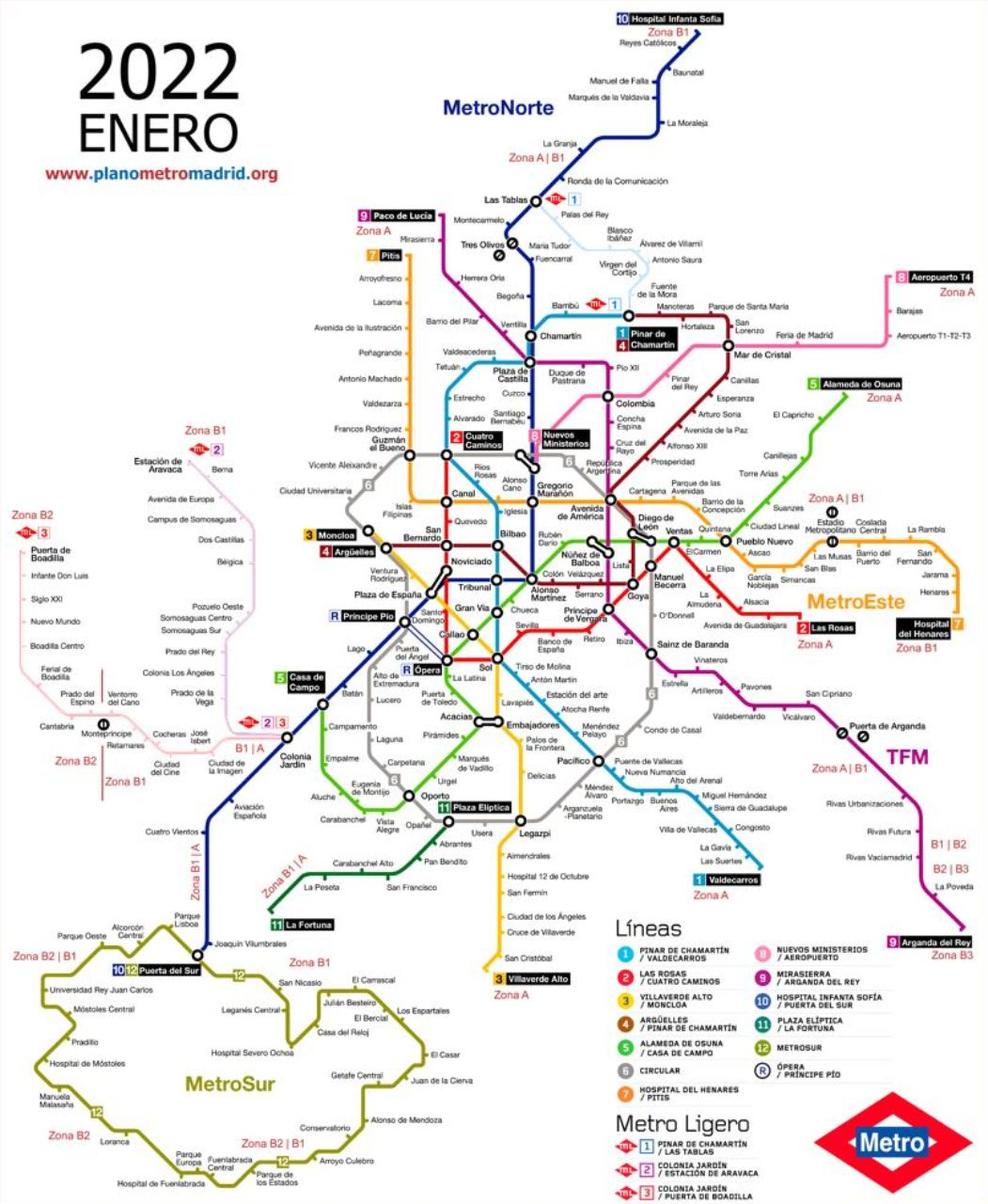 plano metro madrid 2022