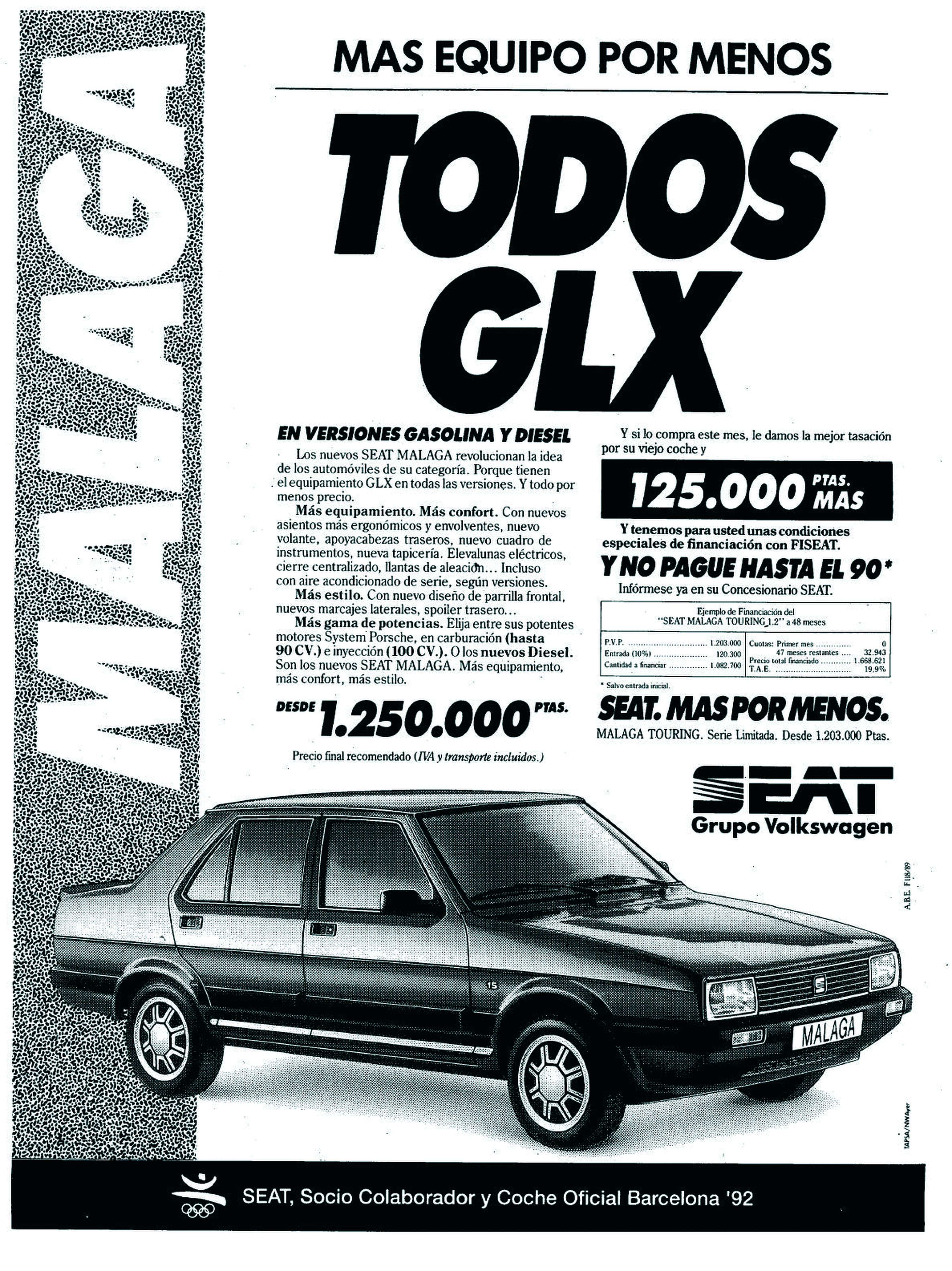 Publicidad del Seat Málaga GLX.