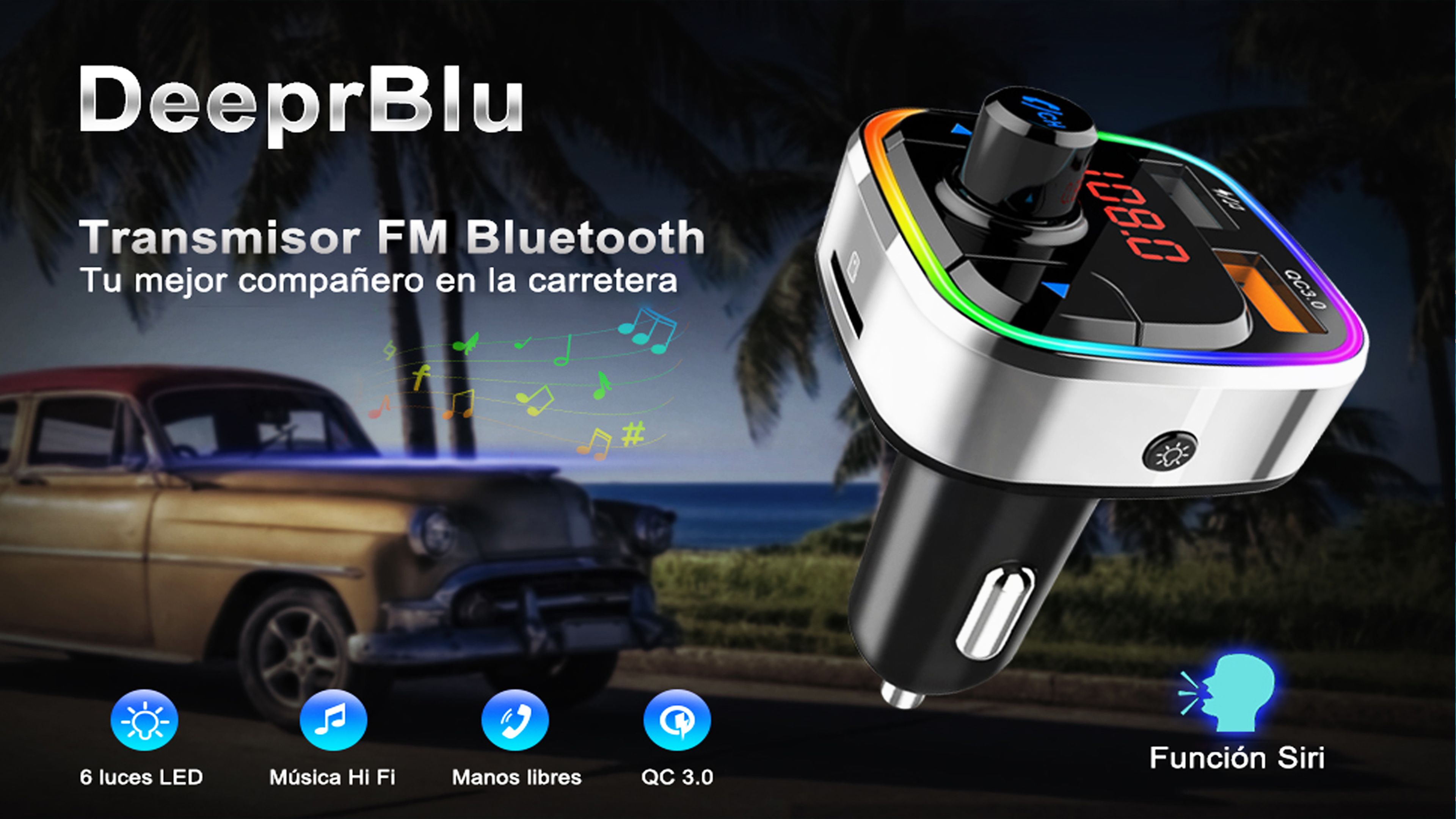 Transmisor Bluetooth FM DeeprBetter