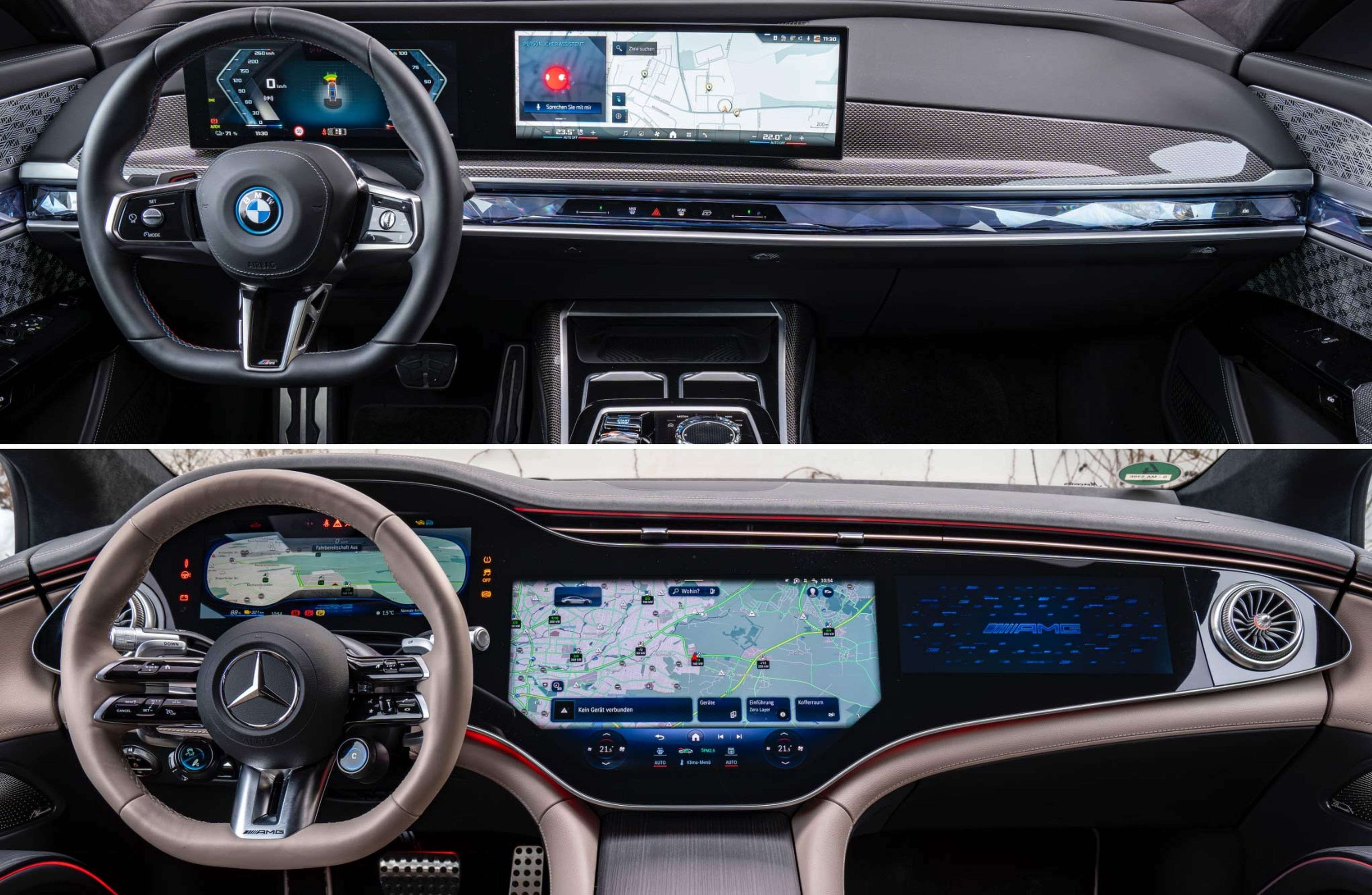 BMW i7 M70 xDrive vs Mercedes-AMG EQS 53 cockpit