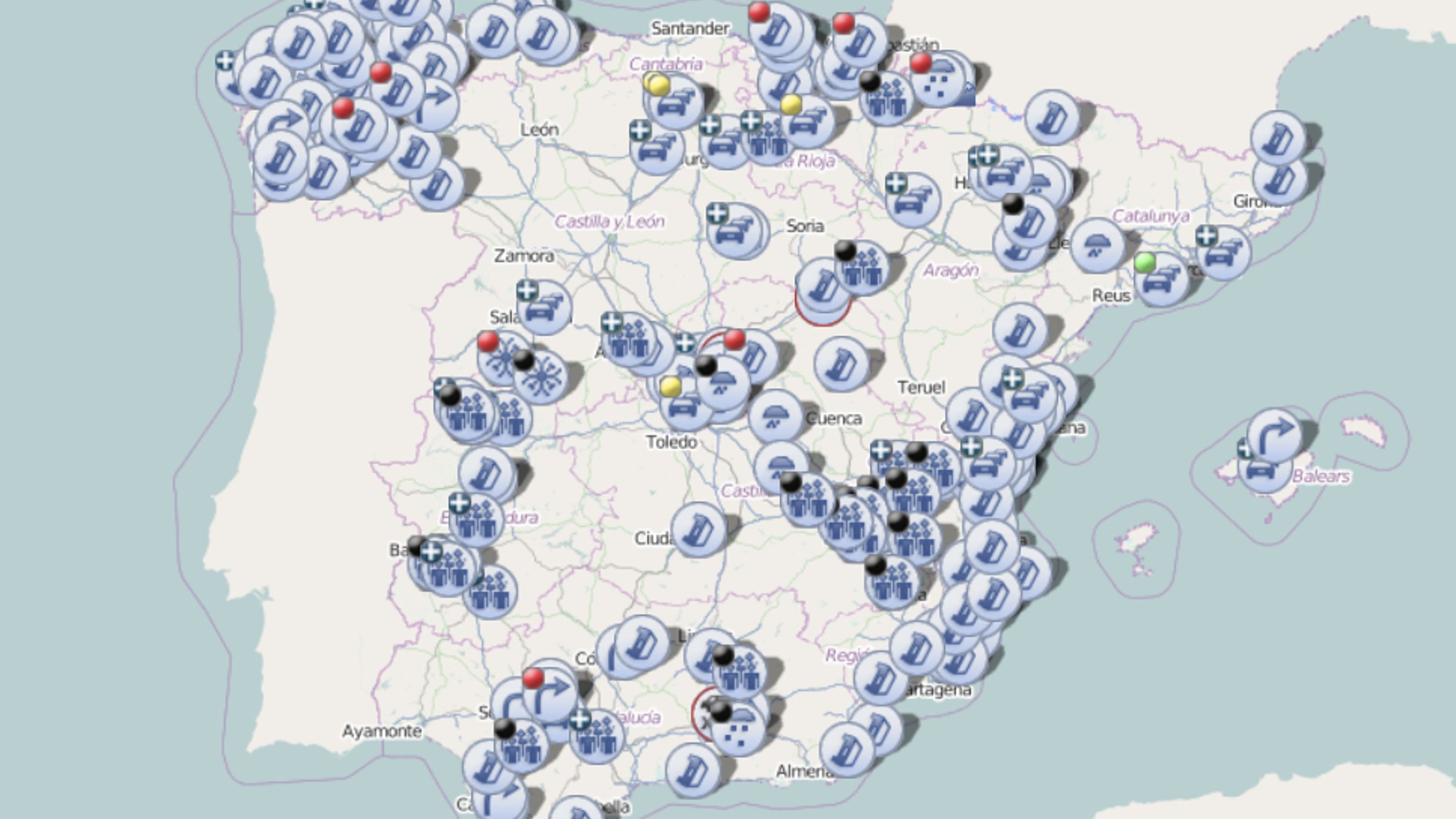 Mapa localización manifestaciones agricultores carreteras