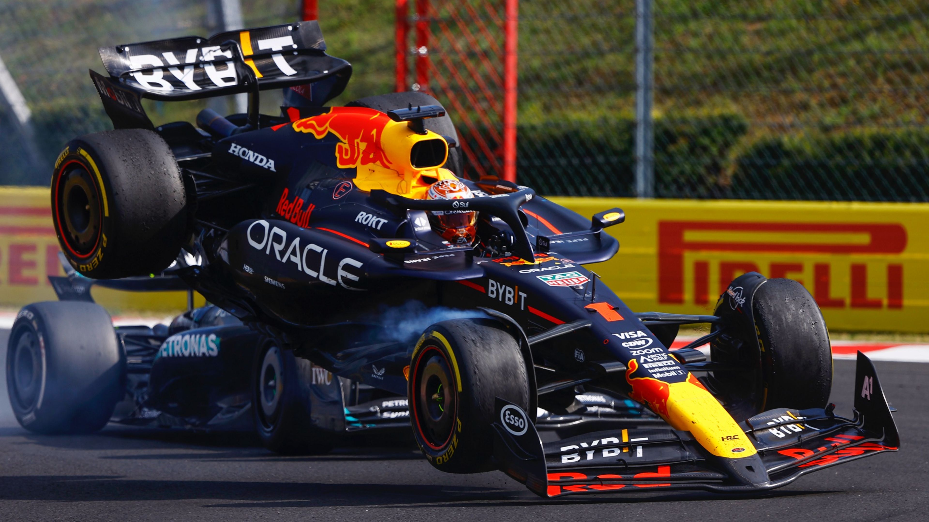 Accidente Verstappen y Hamilton