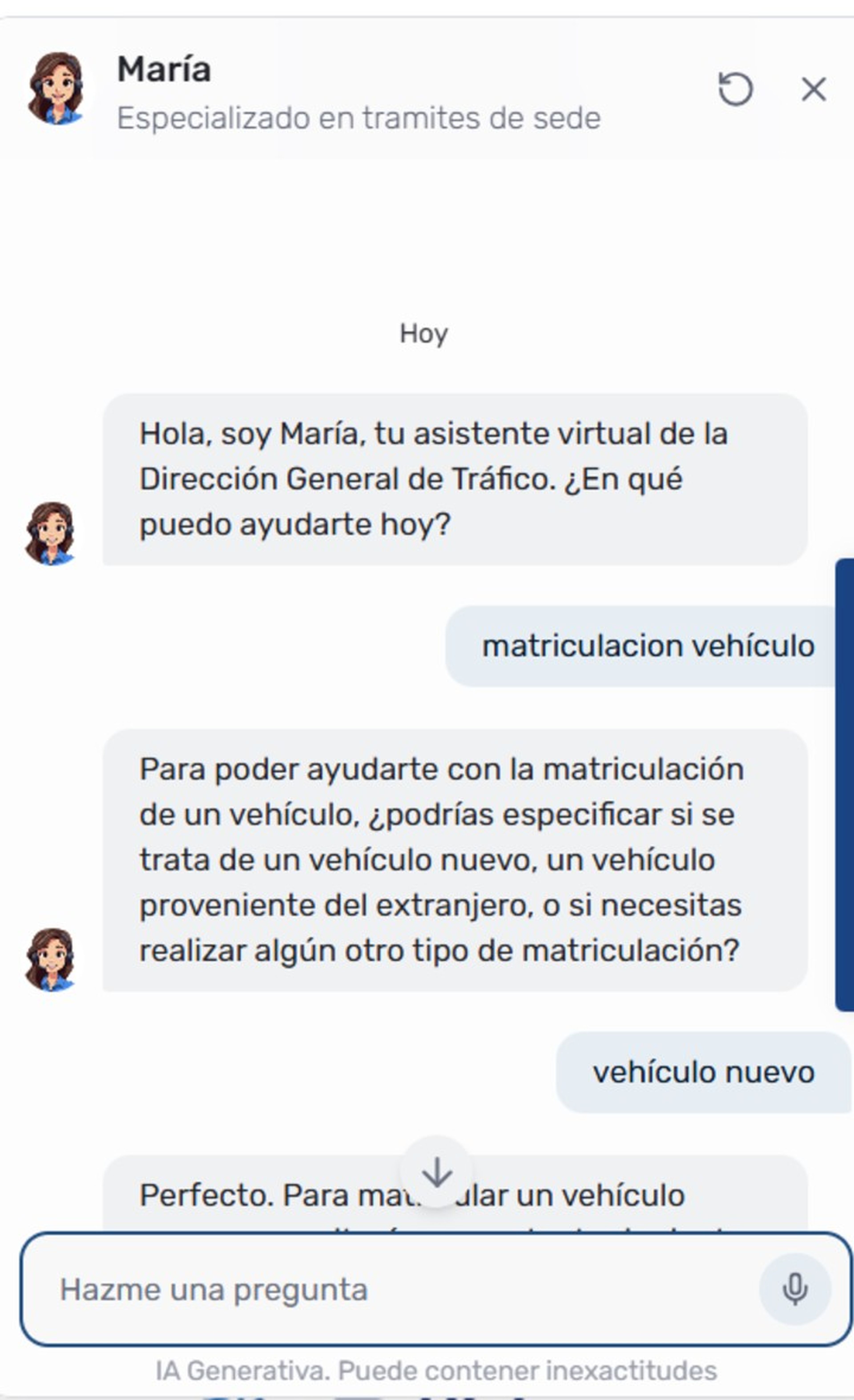 Asistente virtual IA María DGT