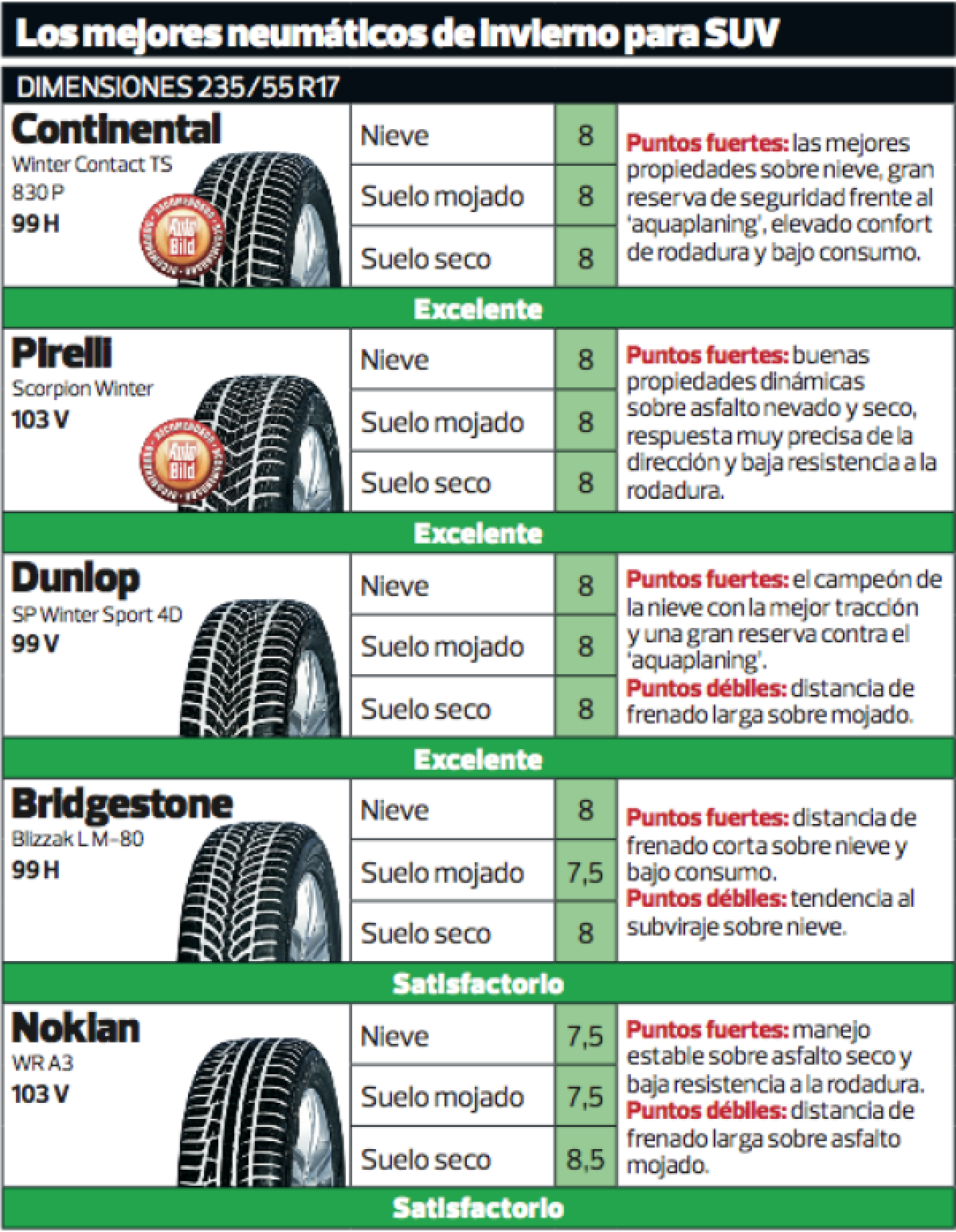 dominio violación pivote Comparativa de neumáticos de invierno 2012 -- Autobild.es