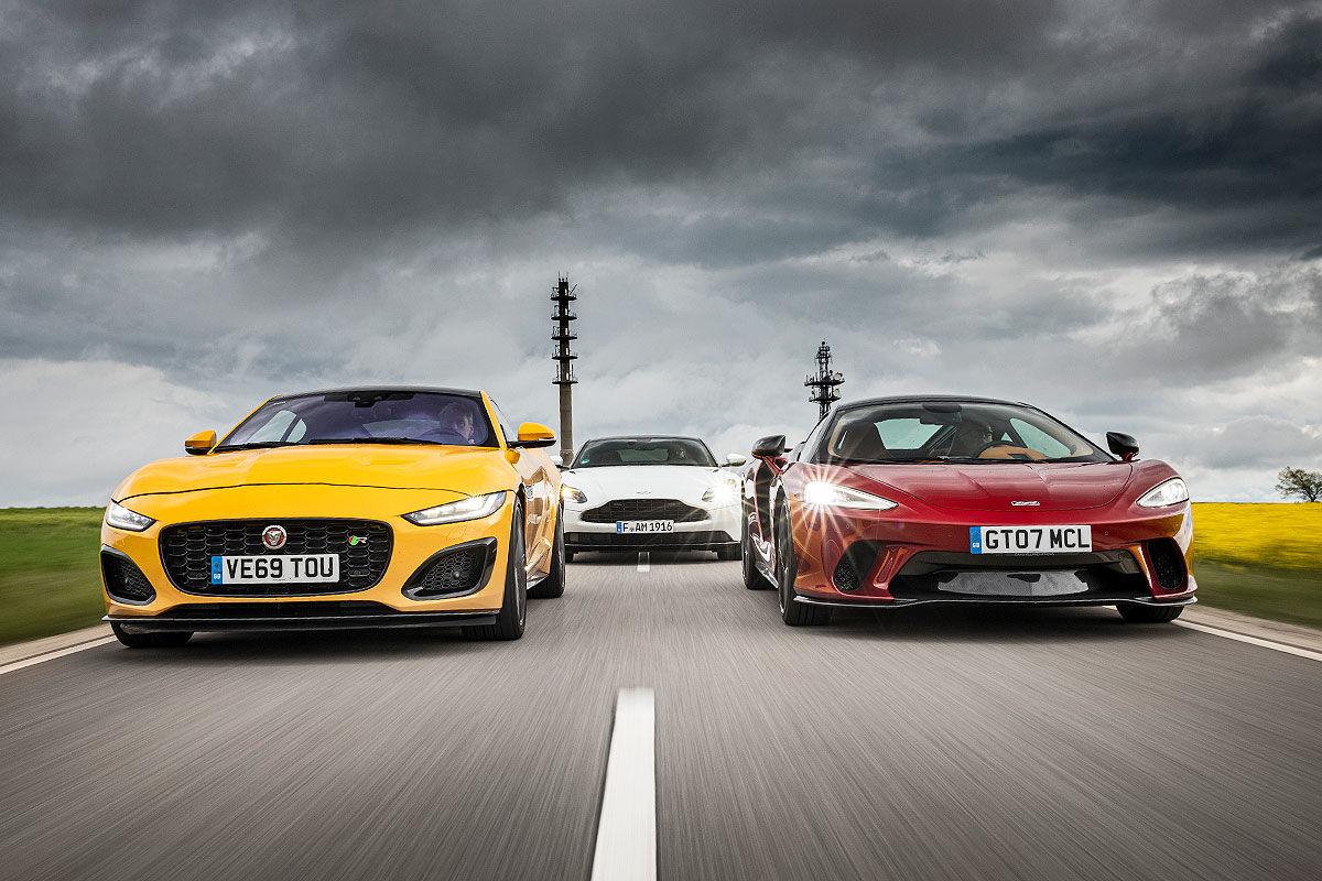 Comparativa V8 Aston Martin DB11vs Jaguar FType R y McLaren GT