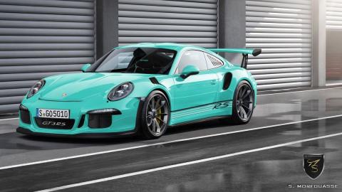 Colores del nuevo Porsche 911 GT3 RS 2015 Mint Green delantera Colores del nuevo Porsche 911 GT3 RS 2015 Mint Green delantera