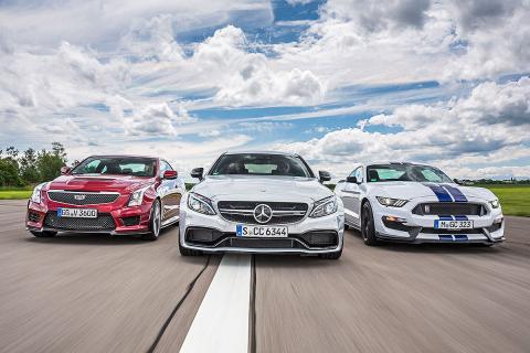 Mustang Shelby GT 350 vs Cadillac ATS-V y Mercedes AMG C63 Mustang Shelby GT 350 vs Cadillac ATS-V y Mercedes AMG C63