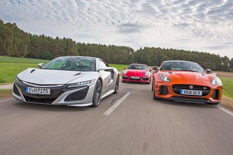 Comparativa: Honda NSX/Jaguar F-Type SVR/Porsche 911 Turbo Comparativa: Honda NSX/Jaguar F-Type SVR/Porsche 911 Turbo