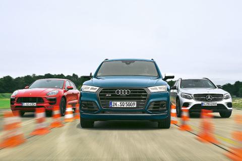 Audi SQ5 vs Mercedes-AMG GLC 43 y Porsche Macan GTS Audi SQ5 vs Mercedes-AMG GLC 43 y Porsche Macan GTS