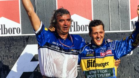 Briatore y Schumacher en el podio Briatore y Schumacher en el podio