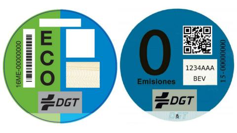 Etiqueta Eco y la etiqueta Cero de la DGT