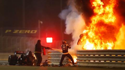 Accidente de Romain Grosjean en Bahrein Accidente de Romain Grosjean en Bahrein