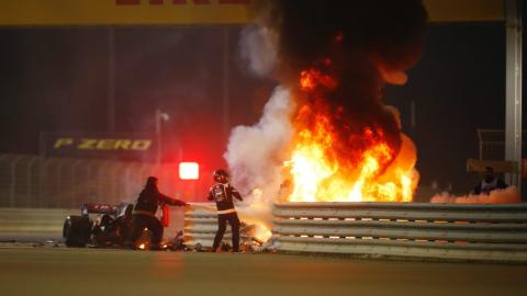Accidente de Romain Grosjean en Bahrein Accidente de Romain Grosjean en Bahrein